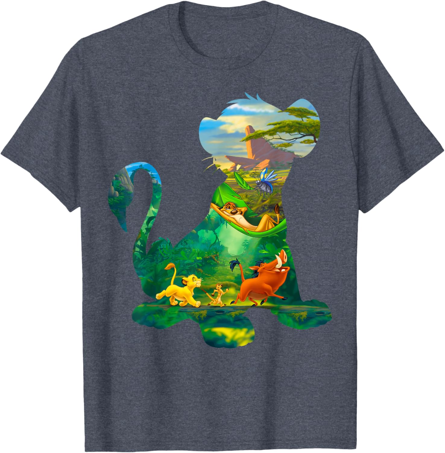 Lion King Simba Silhouette Graphic T-Shirt for Fans of Disney Style - 3