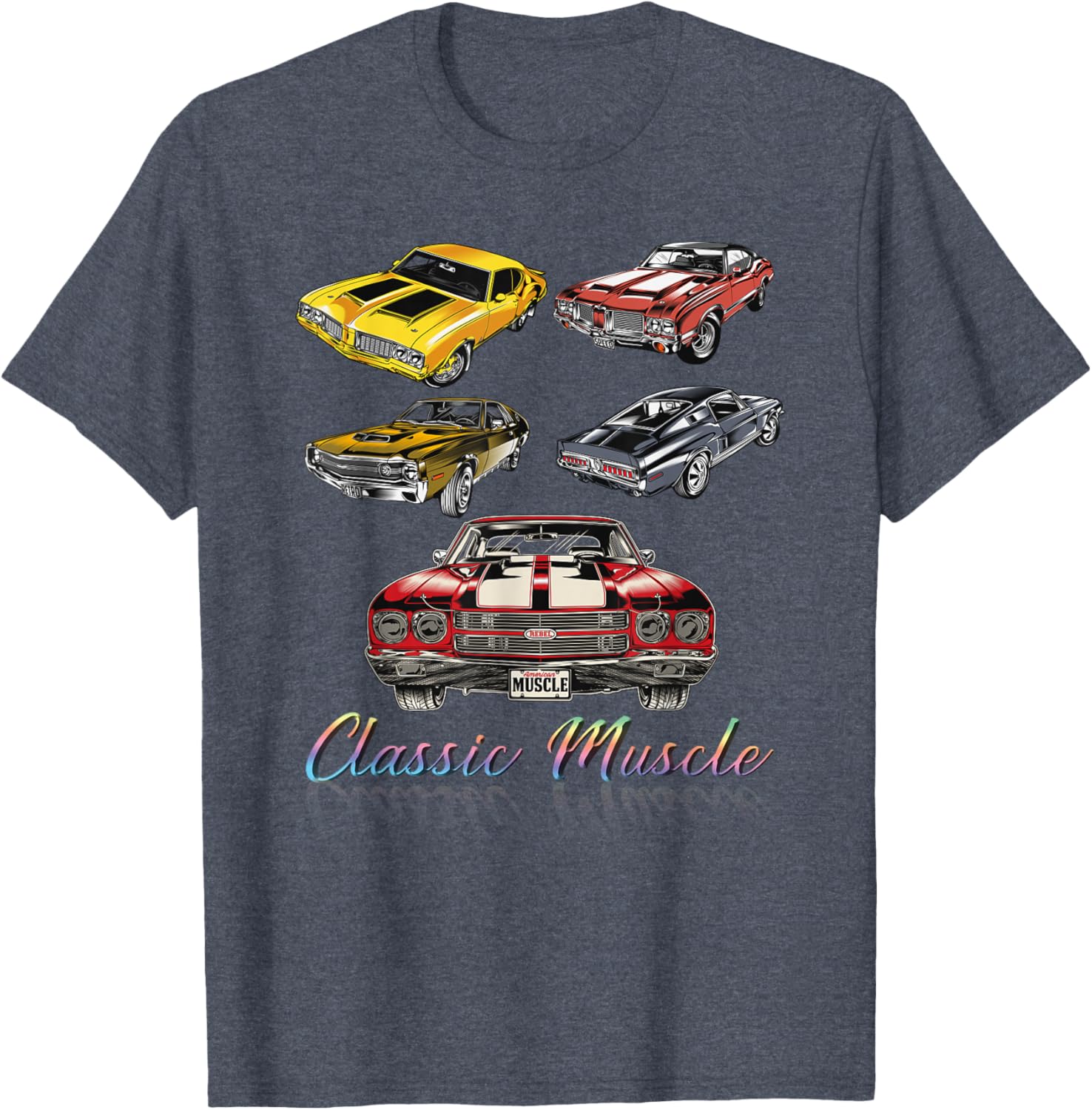 American Muscle Cars Classic Novelty T-Shirt for Car Enthusiasts - 1