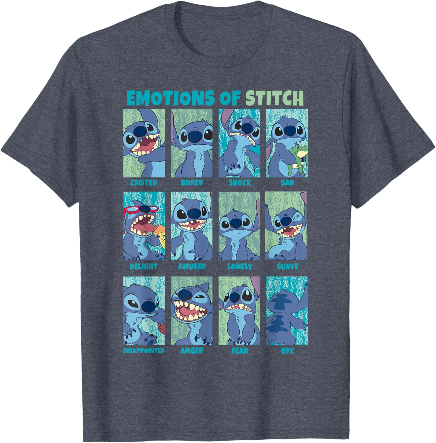 Disney Lilo & Stitch Emotions Stitch Box Up Panels T-Shirt for Fans - 9