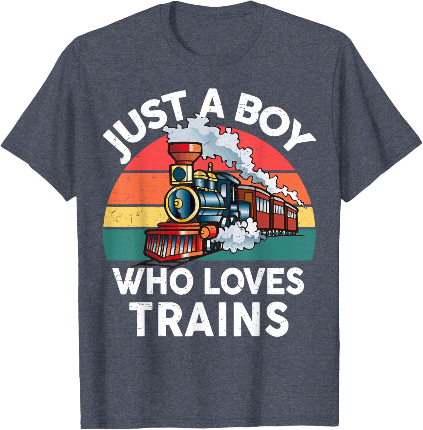 Funny Kids Train Lover T-Shirt Just A Boy Who Loves Trains Graphic Tee - 1