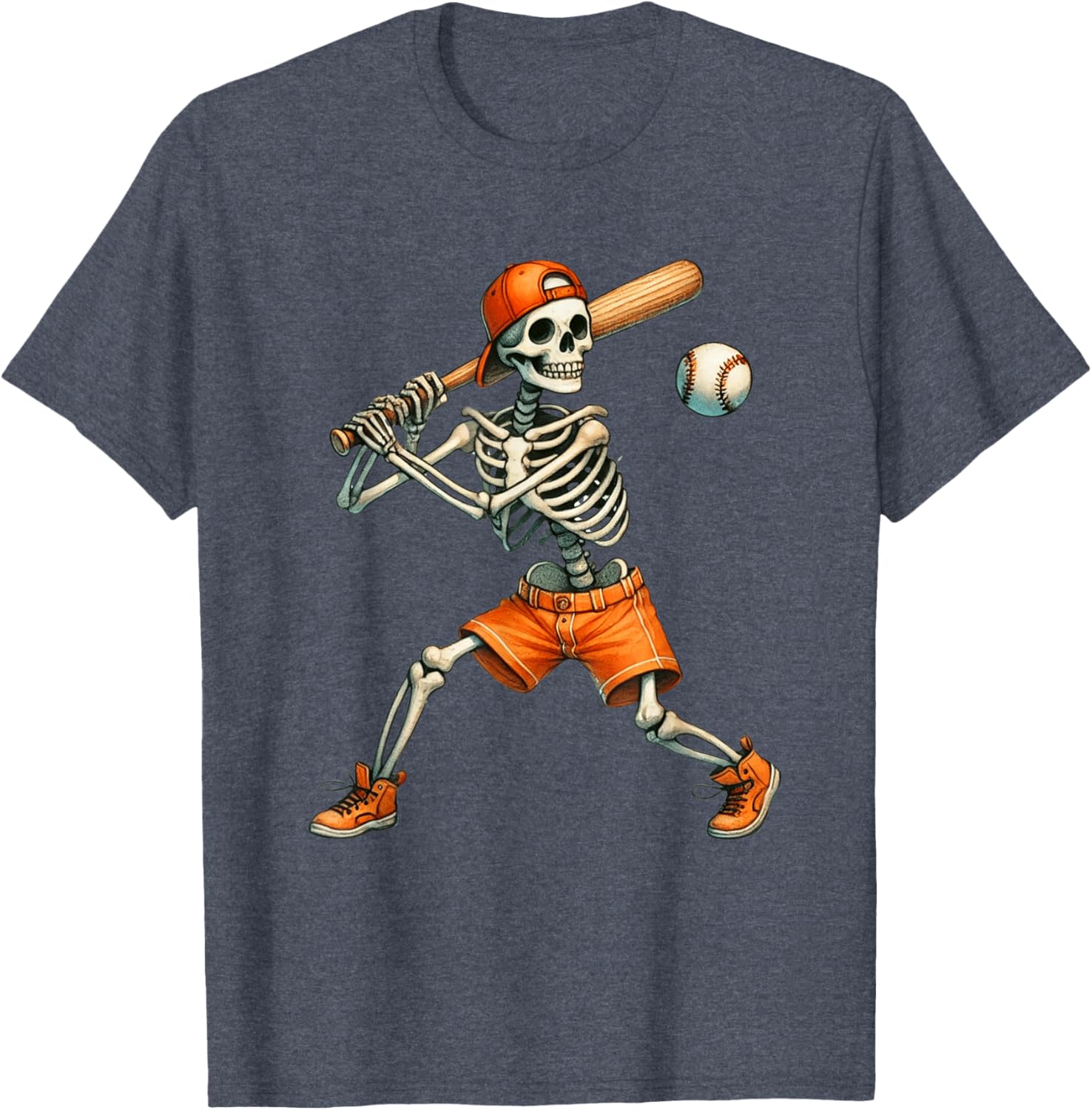 Funny Skeleton Baseball T-Shirt for Halloween Fun - Boys and Men Sizes - 12