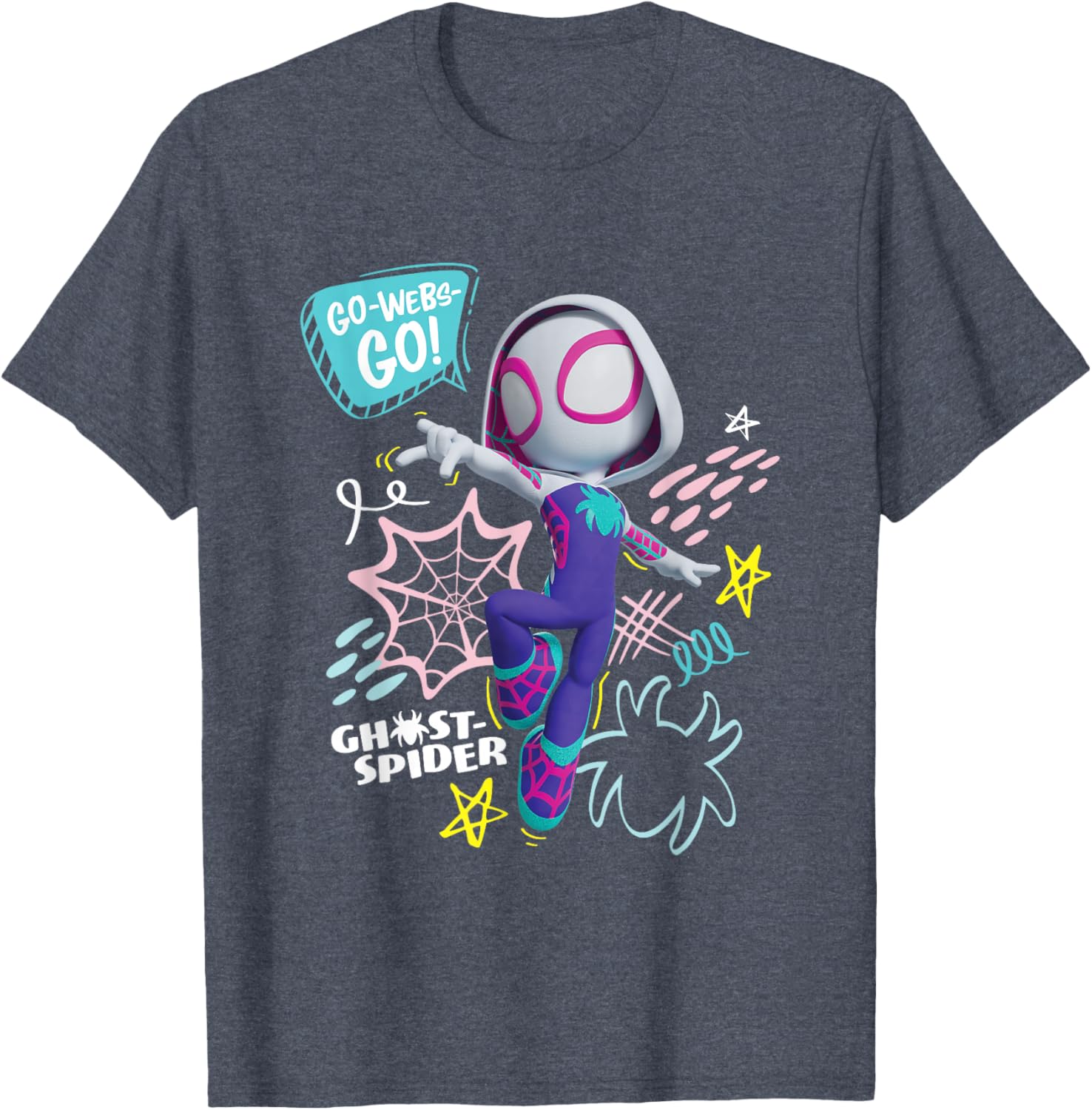 Marvel Spidey Ghost-Spider Go Webs T-Shirt for Kids and Fans - 7