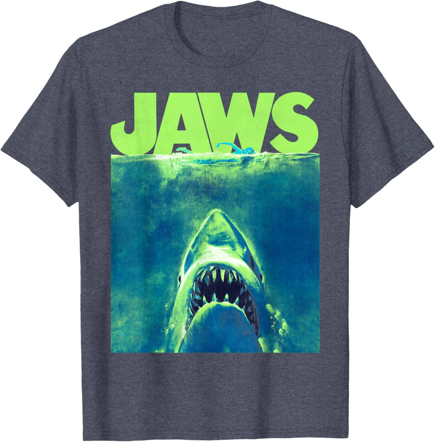 Jaws Surfacing Neon Poster Logo T-Shirt for Surf and Beach Lovers - 6
