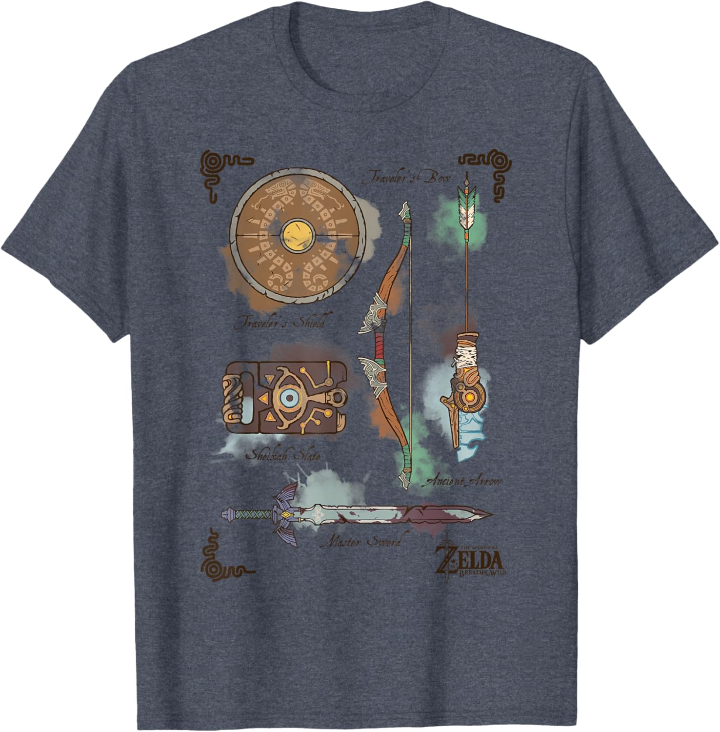 Zelda Breath of the Wild Link Inventory Graphic T-Shirt for Fans - 7
