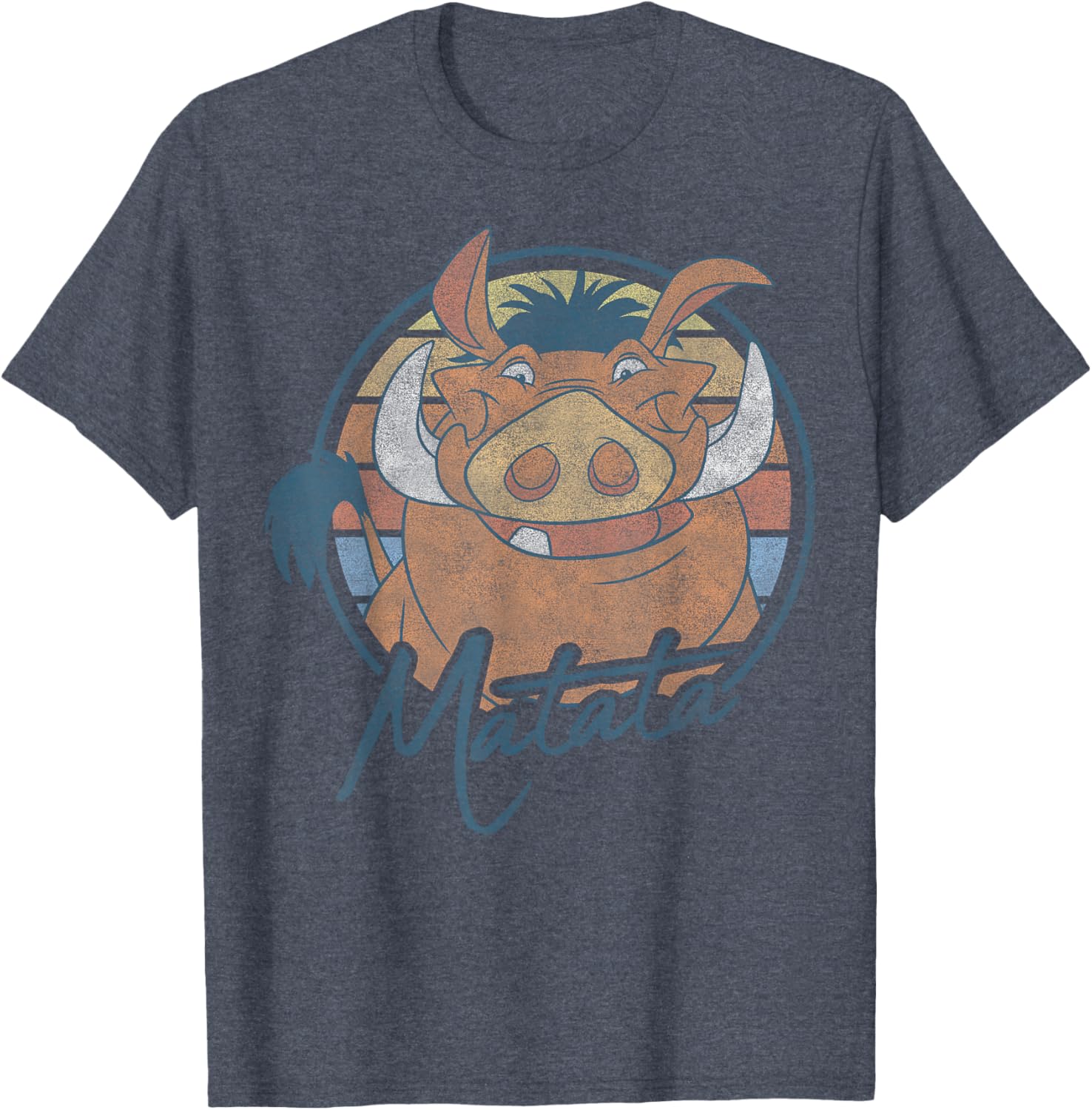 Disney The Lion King Pumbaa Matata Text Portrait T-Shirt for Kids and Adults - 12