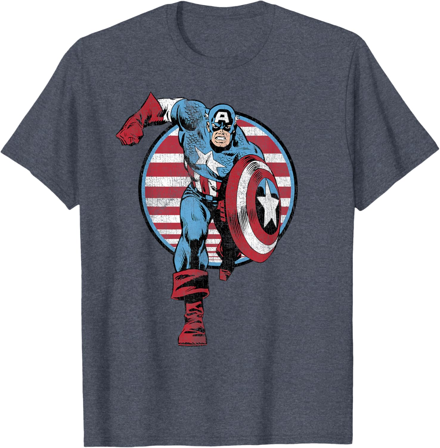 Vintage Captain America Retro Comic Circle T-Shirt for Fans - 7
