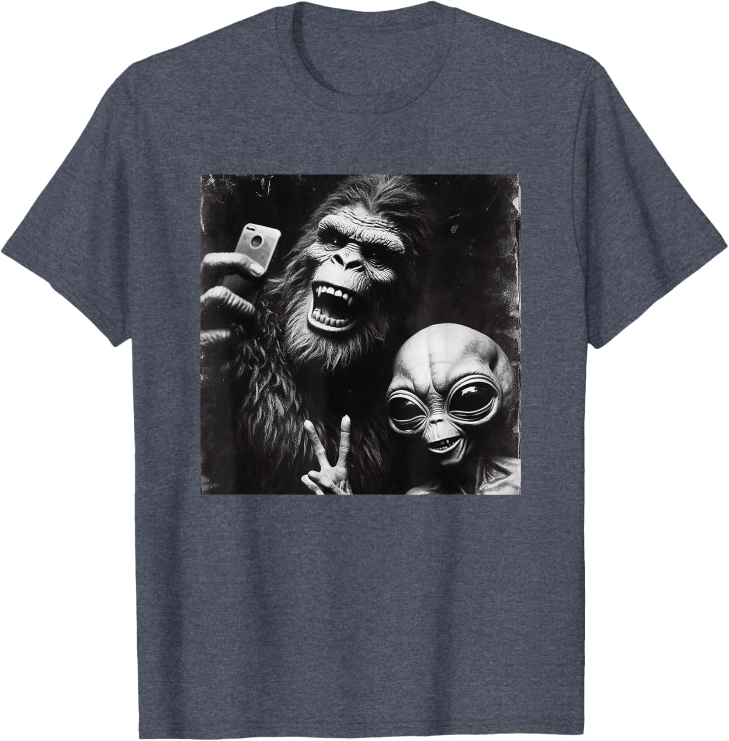 Funny Retro Bigfoot Alien Selfie T-Shirt for Unique Style Lovers - 21