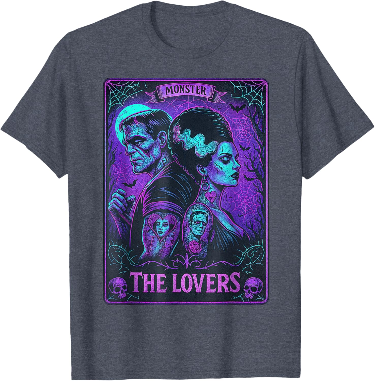 Monster Frankenstein and Bride Lovers Tarot Card T-Shirt for Fans - 26