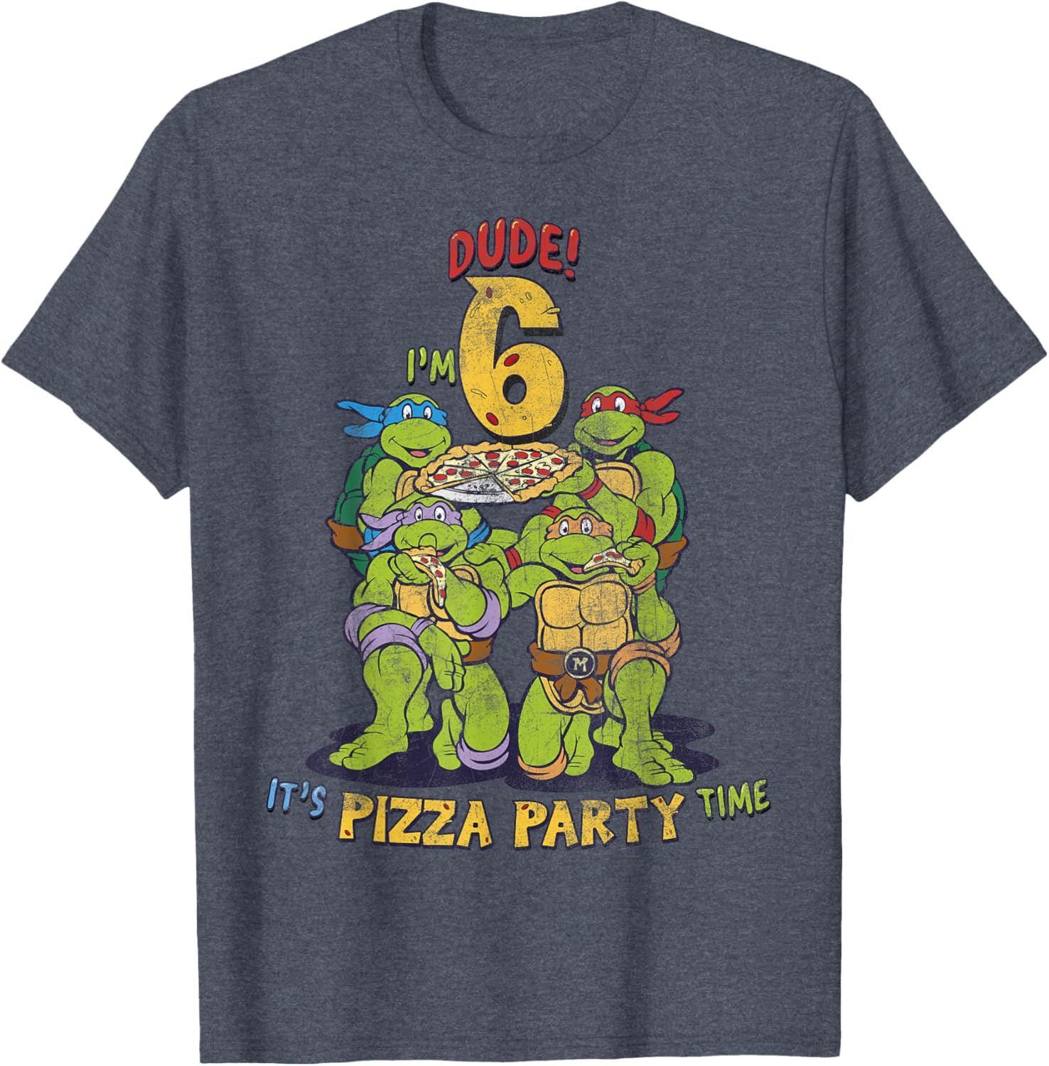 Cool TMNT I'm 6 Dude Pizza Birthday Party T-Shirt for Kids - 4