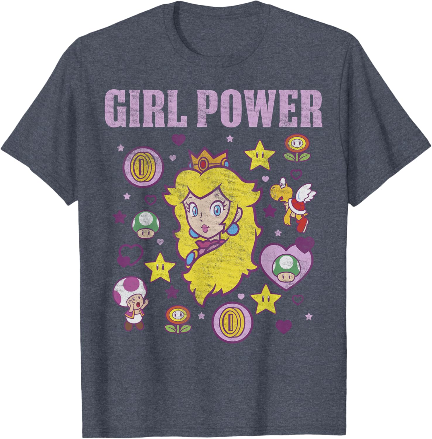 Nintendo Super Mario Peach Girl Power Icons Graphic T-Shirt for Women - 5