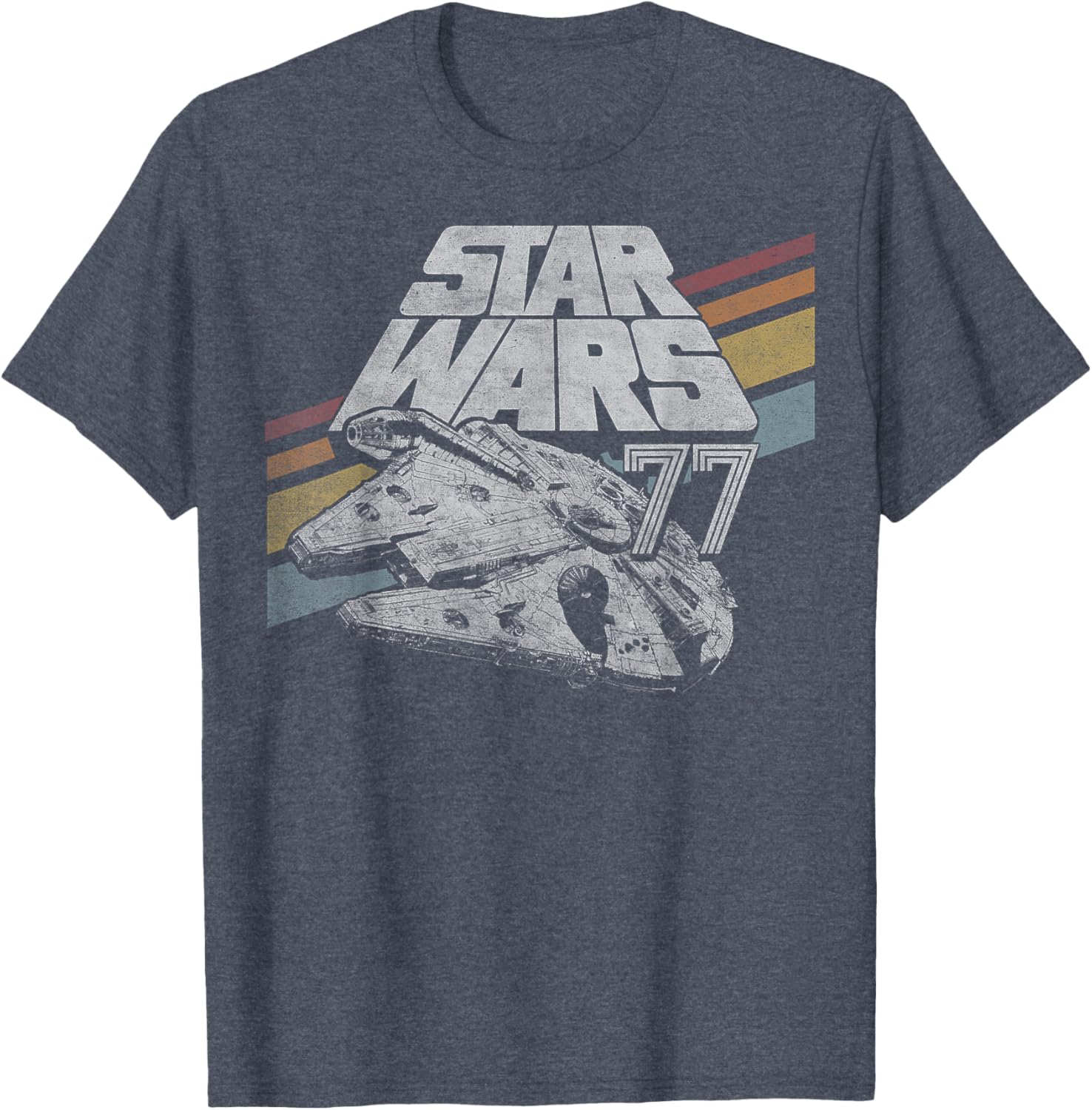 Retro Star Wars Millennium Falcon T-Shirt with Diagonal Stripes for Fans - 2