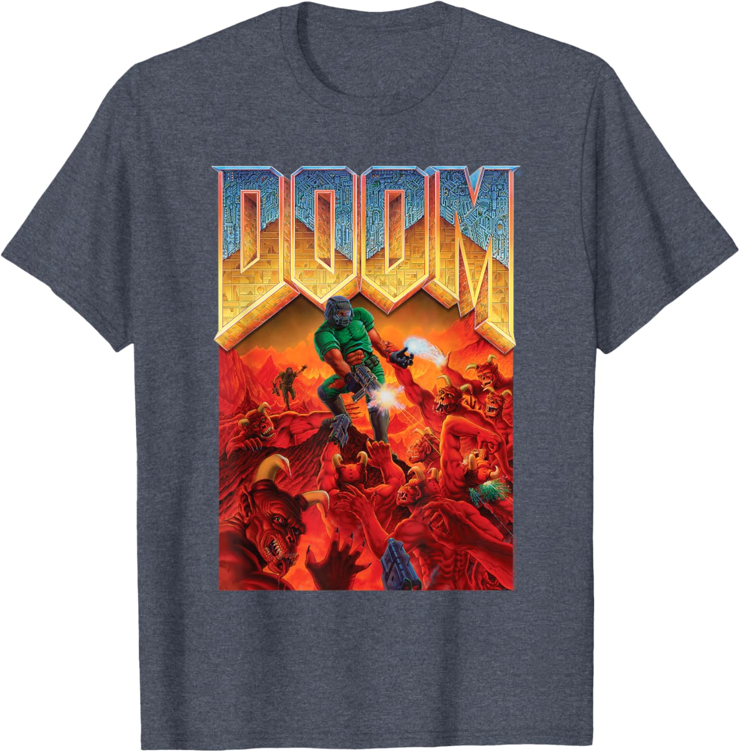 DOOM 1993 Video Game Cover Art T-Shirt for Retro Game Fans - 4