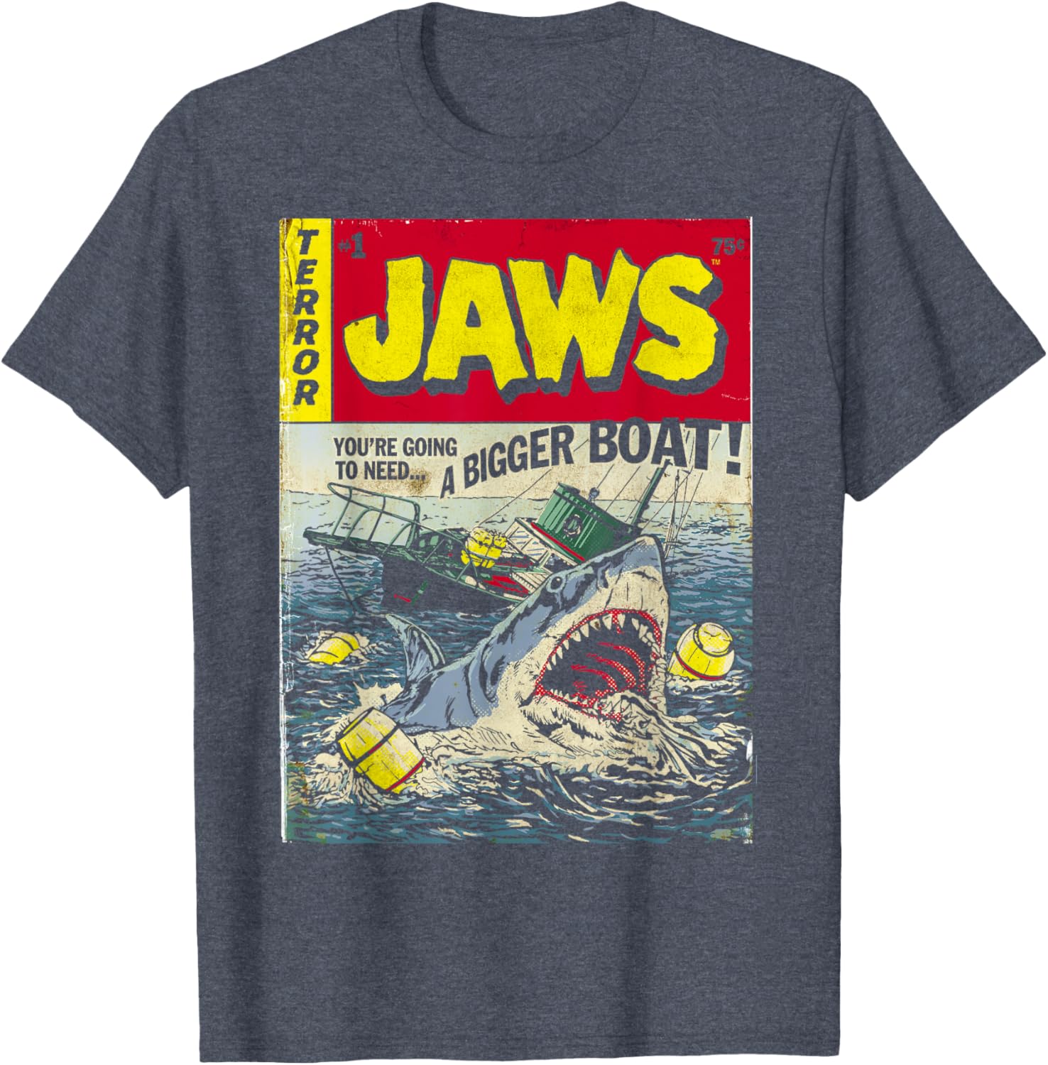 Jaws Pulp Attack Comic Cover T-Shirt for Shark Lovers and Fans - 3