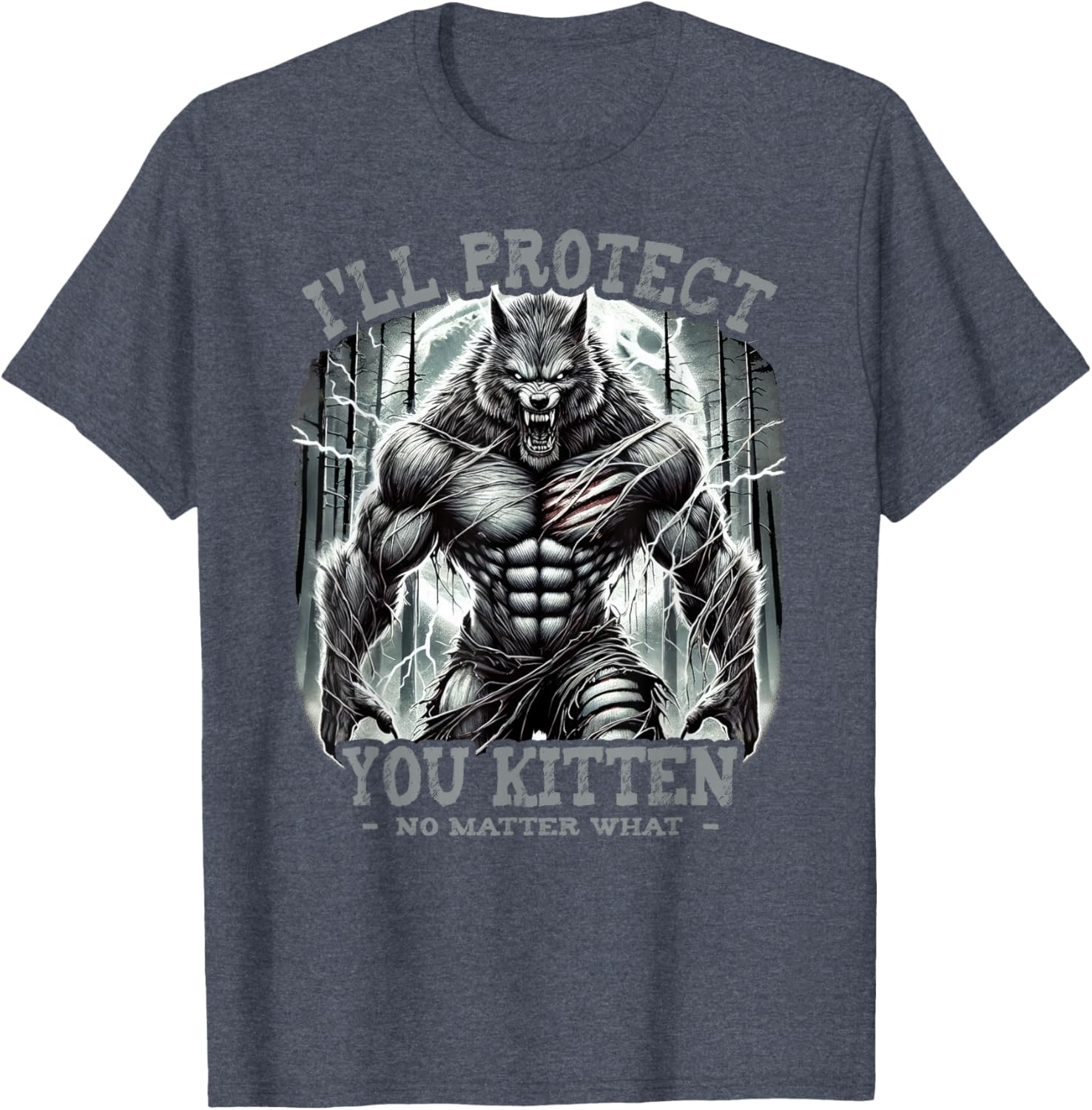 Funny Graphic Tee I'll Protect You Kitten Alpha Wolf T-Shirt for Pet Lovers - 1