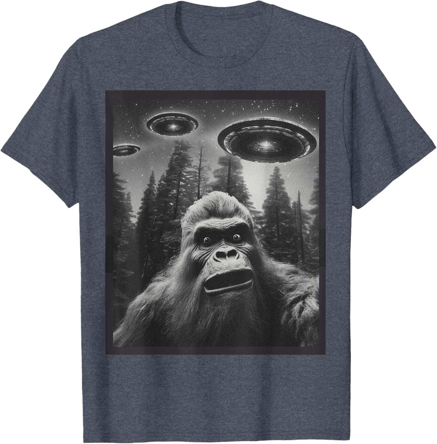 Funny Bigfoot Alien Cat Graphic Tee for Men and Women - Unique T-Shirt - 12