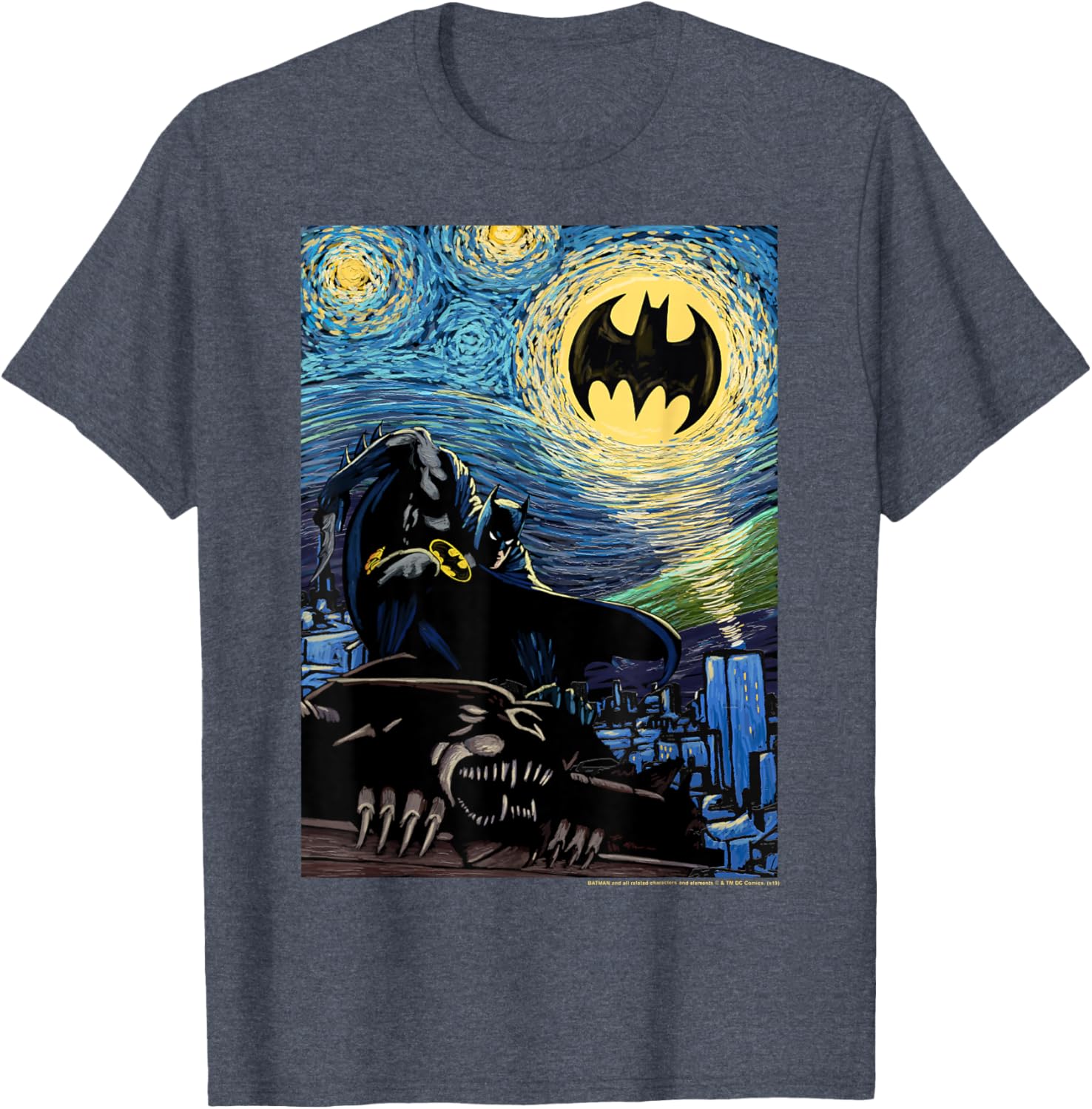 DC Comics Batman Starry Night Style Poster T-Shirt for Fans and Collectors - 11
