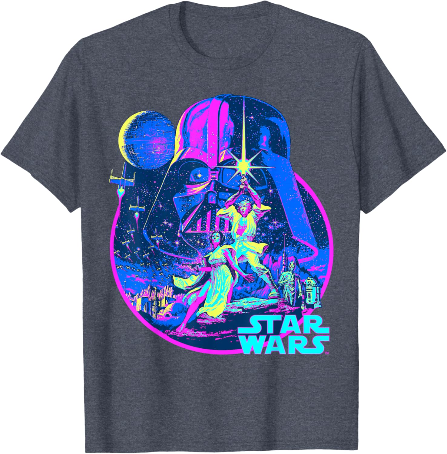 Star Wars Neon Poster T-Shirt for Fans of Disney Classic Adventure - 9