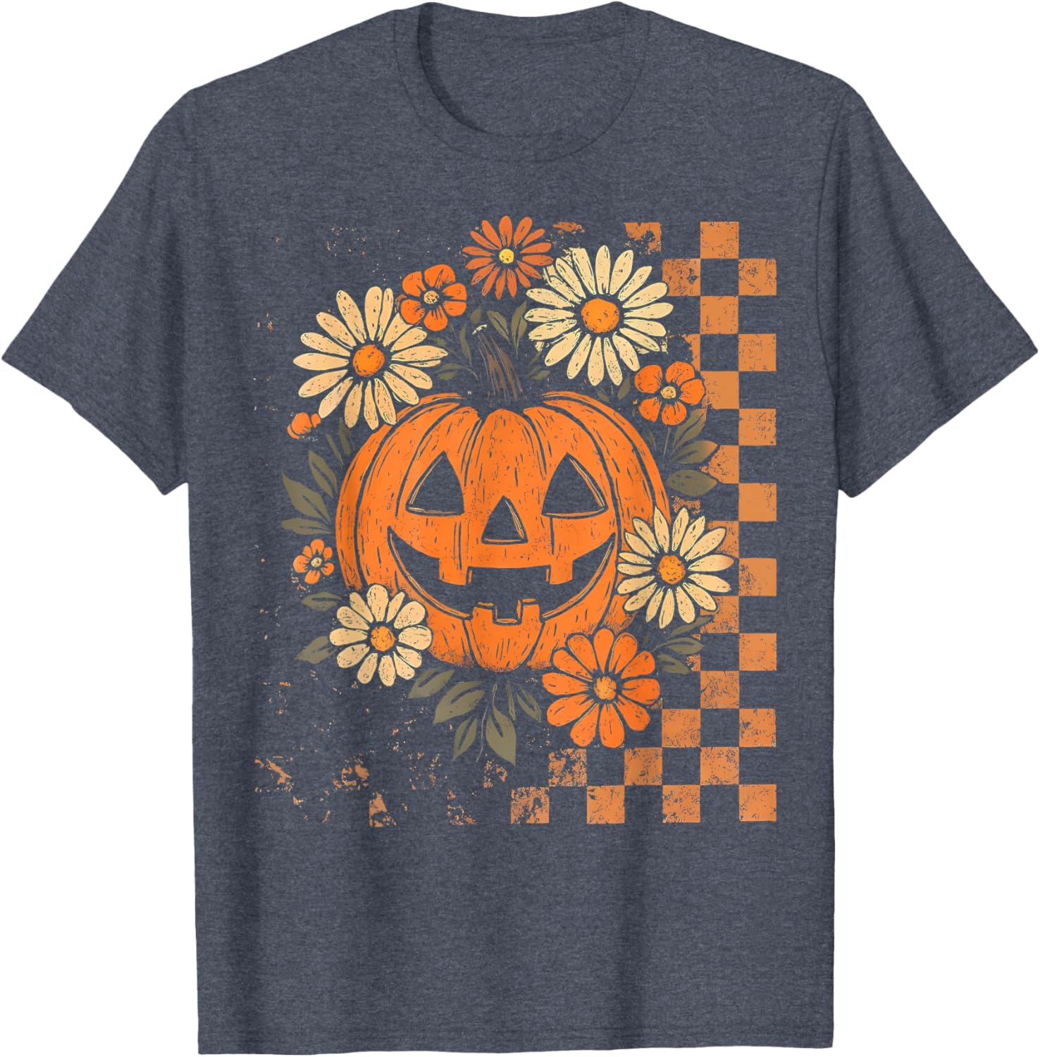 Vintage Floral Boho Pumpkin Halloween T-Shirt for Fall Fun - 20
