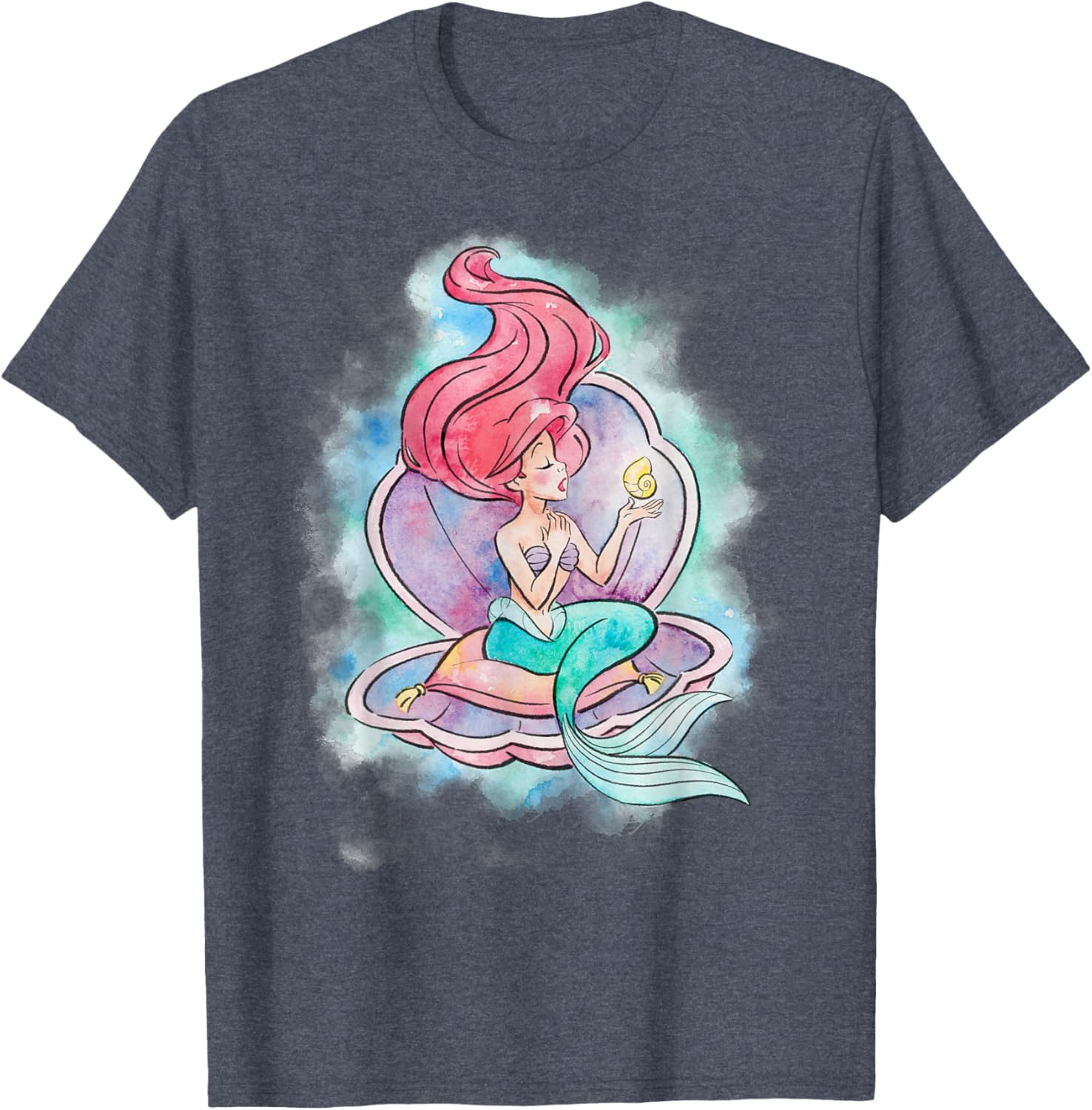 Disney The Little Mermaid Ariel Watercolor Shell T-Shirt for Fans - 10