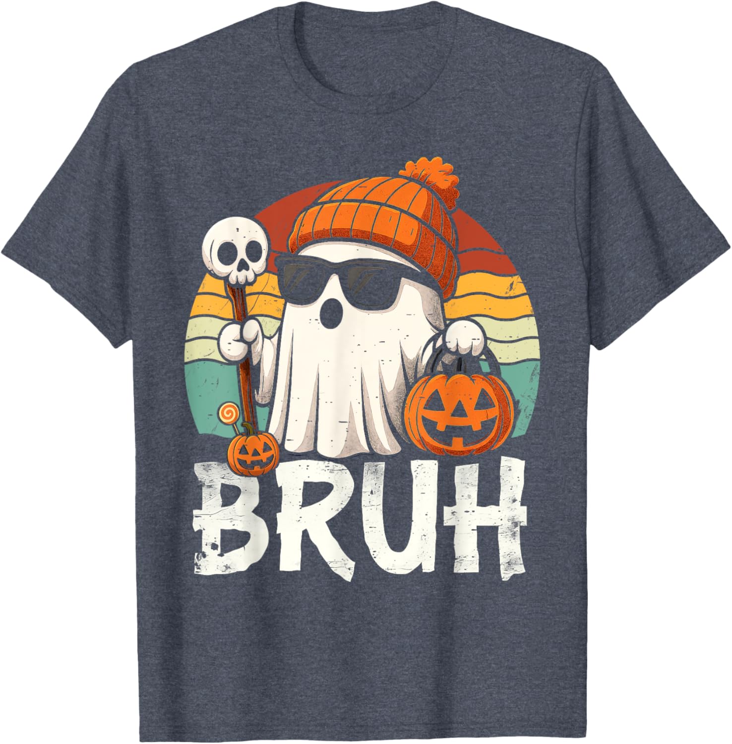 Cute Bruh Ghost Trick or Treat Kids T-Shirt for Halloween Fun - 11