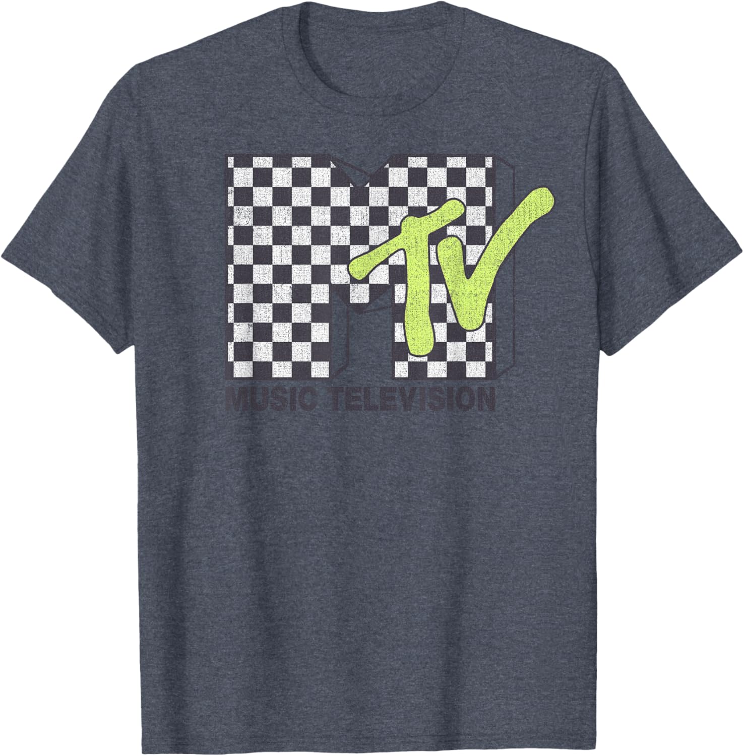 MTV Checkerboard Logo Fill T-Shirt for Trendy Music Lovers - 3