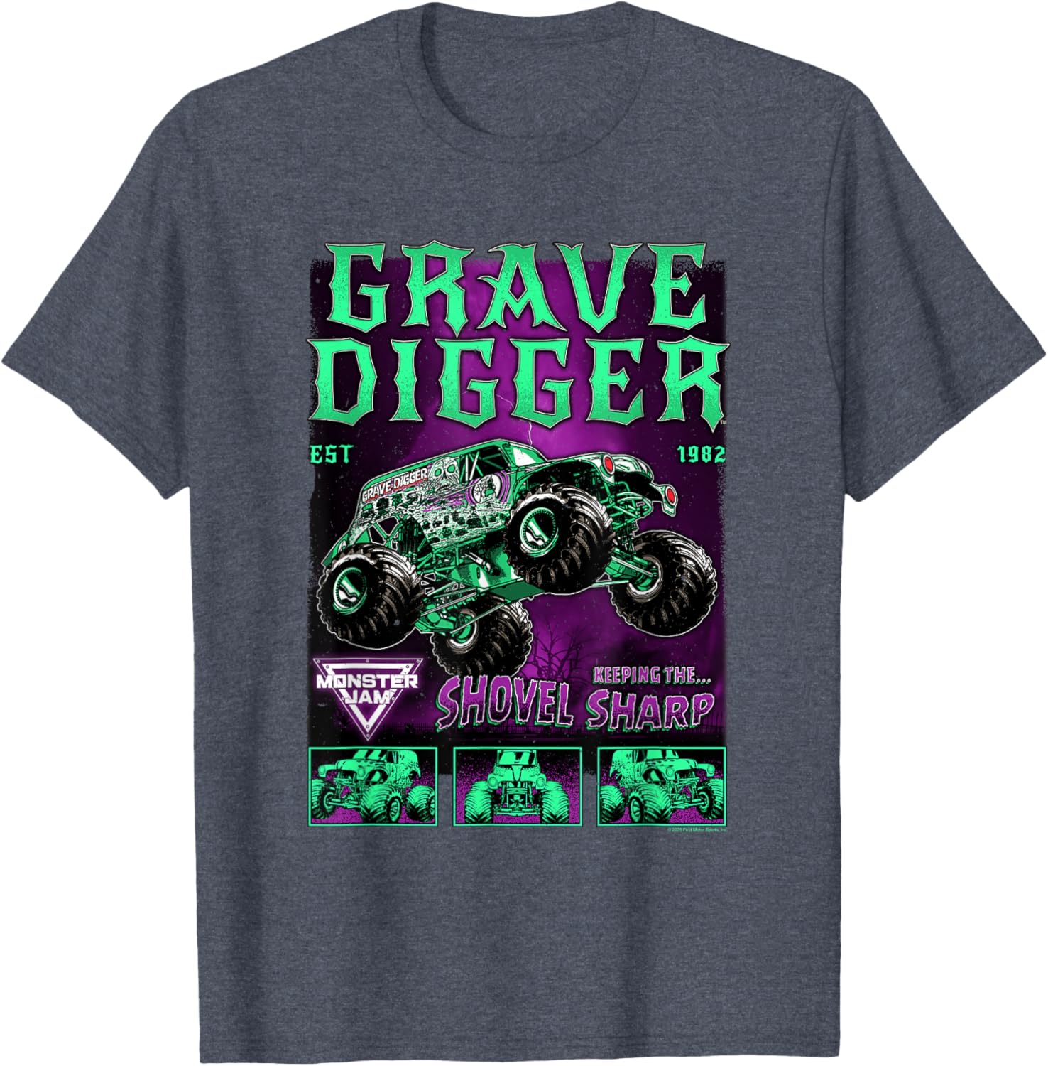 Monster Jam Grave Digger Green and Purple T-Shirt for Fans and Collectors - 6