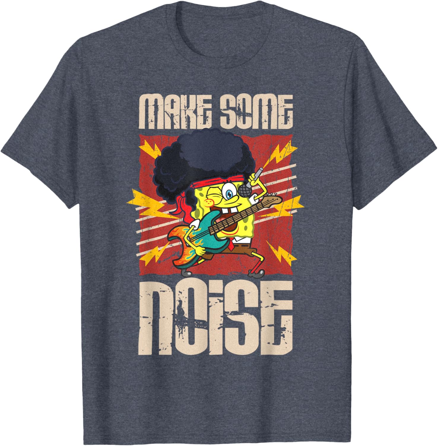 Mademark SpongeBob Make Some Noise Rock and Roll Retro T-Shirt - 4