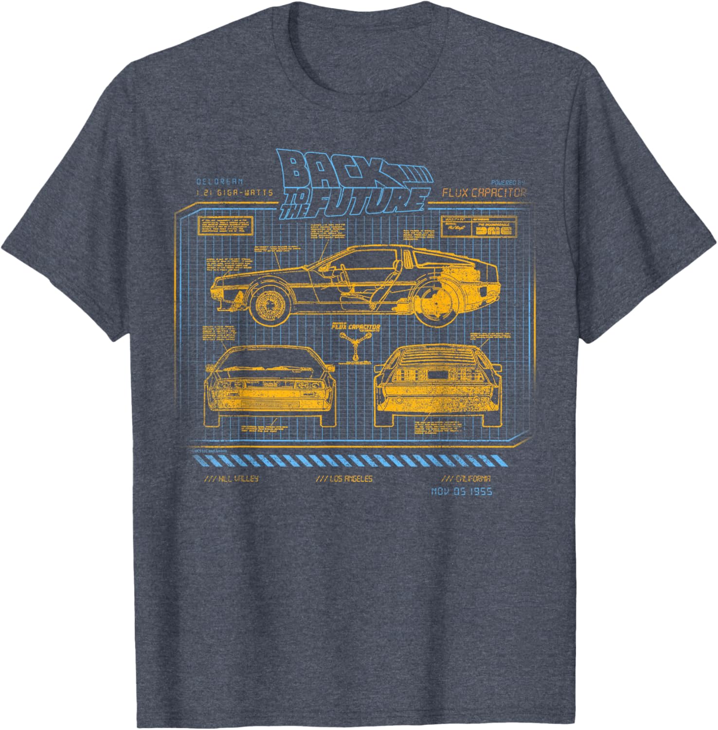 Back To The Future DeLorean Schematics T-Shirt for Fans and Collectors - 3
