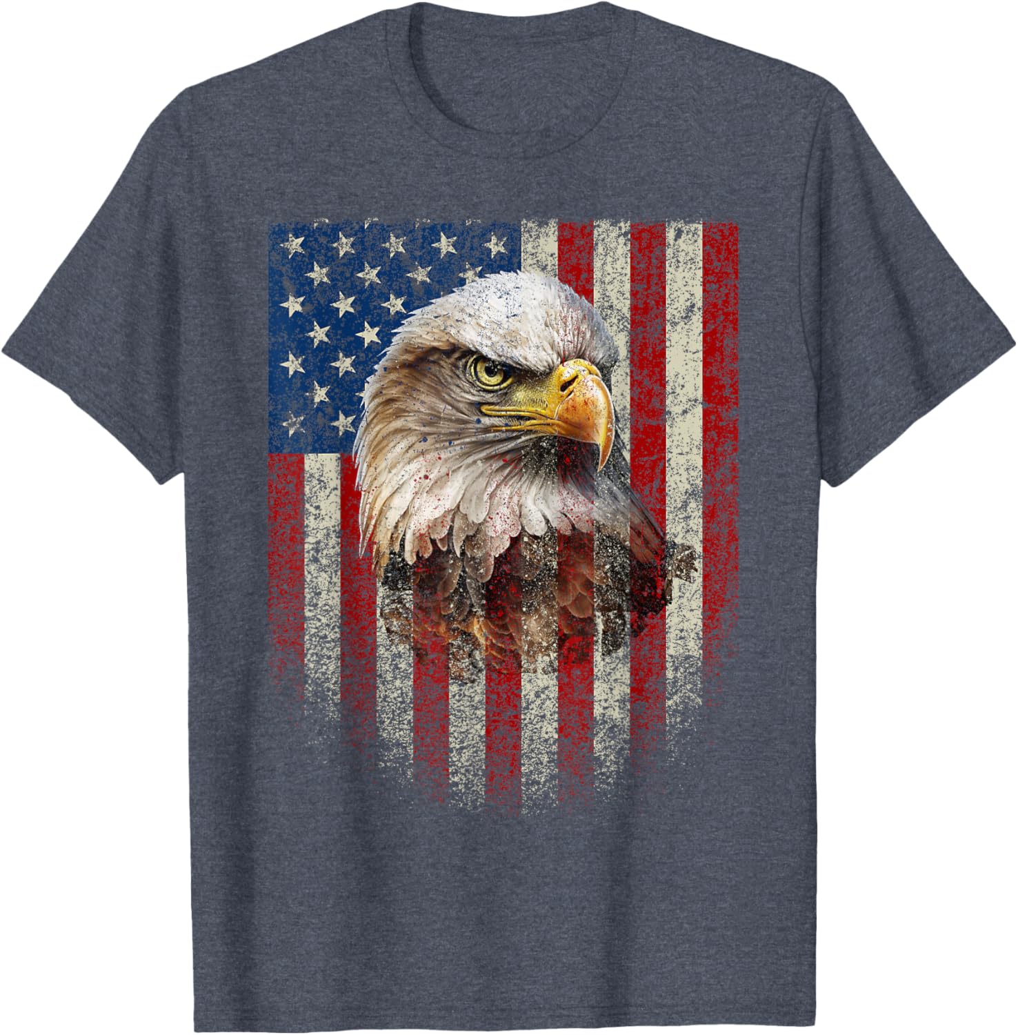 American Flag Bald Eagle T-Shirt Patriotic Red White Blue Apparel - 7