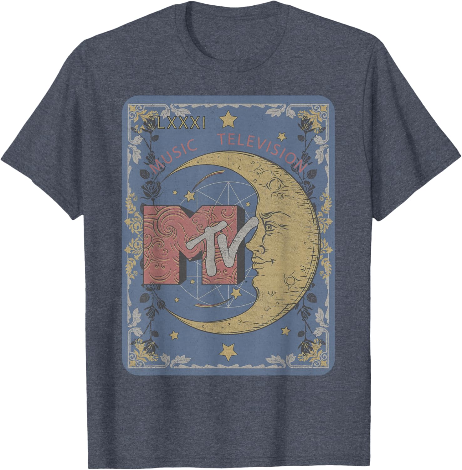 MTV Music Television Tarot Card T-Shirt with Crescent Moon Design - 4