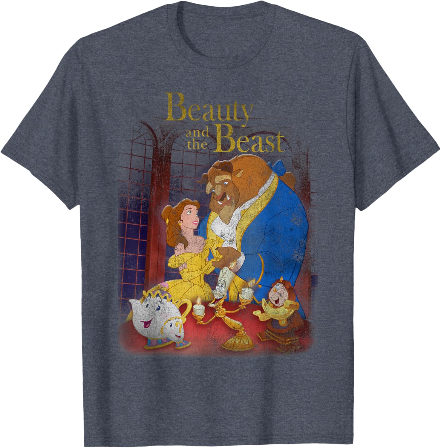 Disney Beauty and the Beast Vintage Distressed T-Shirt Group Shot Design - 2