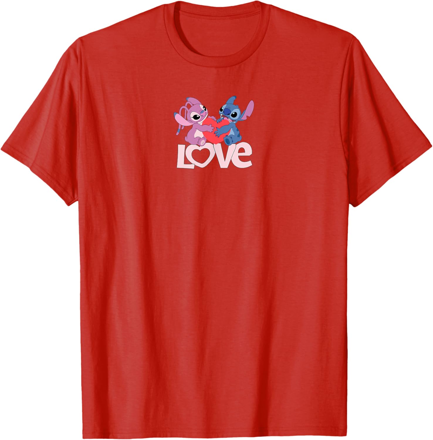 Cute Amazon Essentials Stitch and Angel Love Valentine's Day T-Shirt - 7
