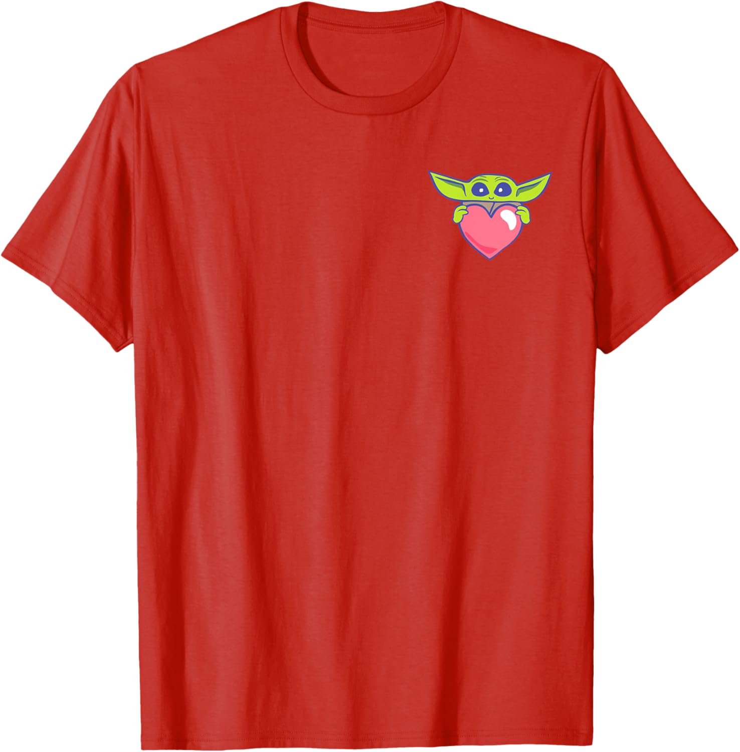 Adorable The Mandalorian Grogu Holding Valentine's Heart T-Shirt for Fans - 3