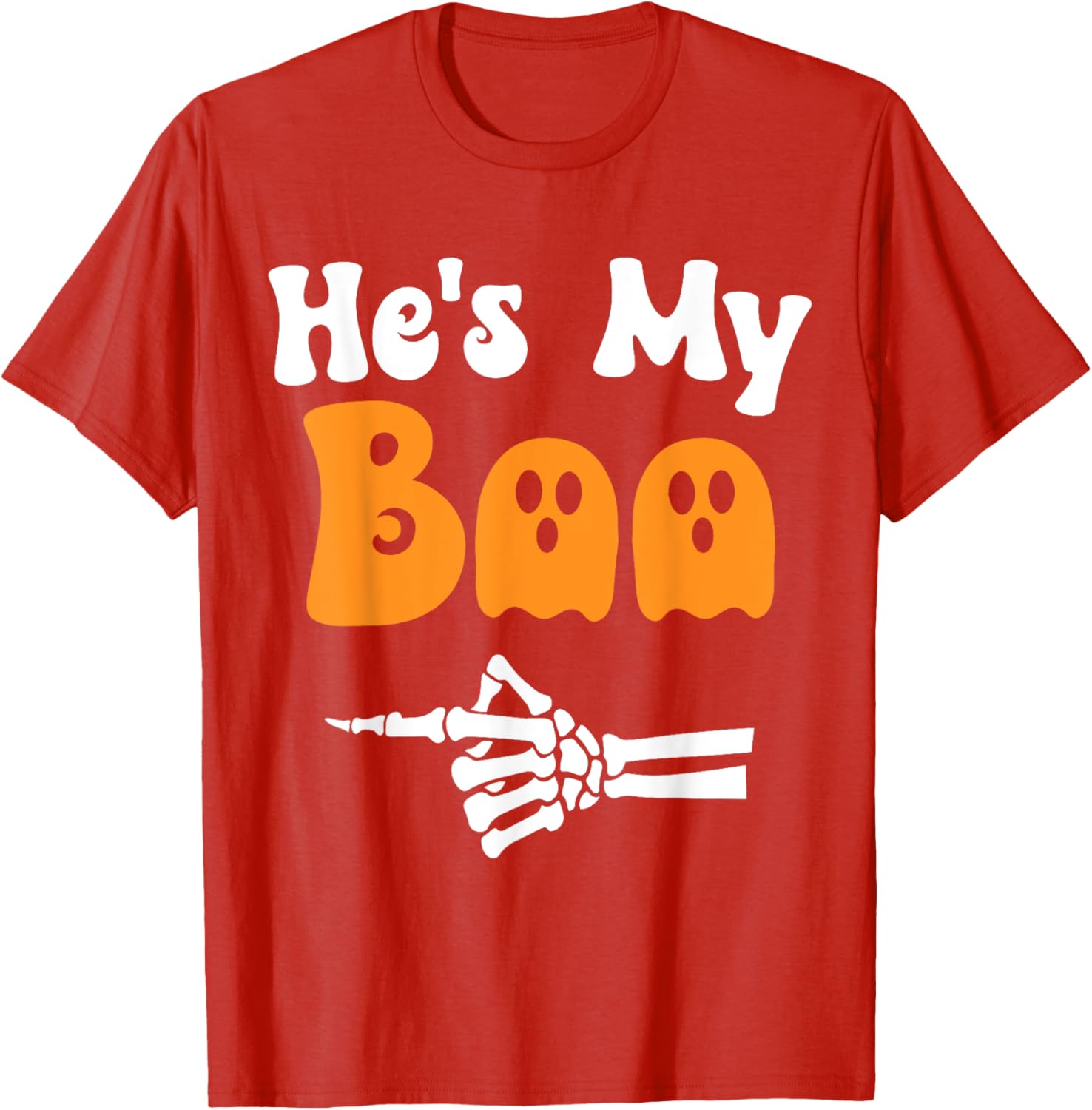 Matching Halloween Pajama Couples T-Shirt He's My Boo Fun Sleepwear - 11