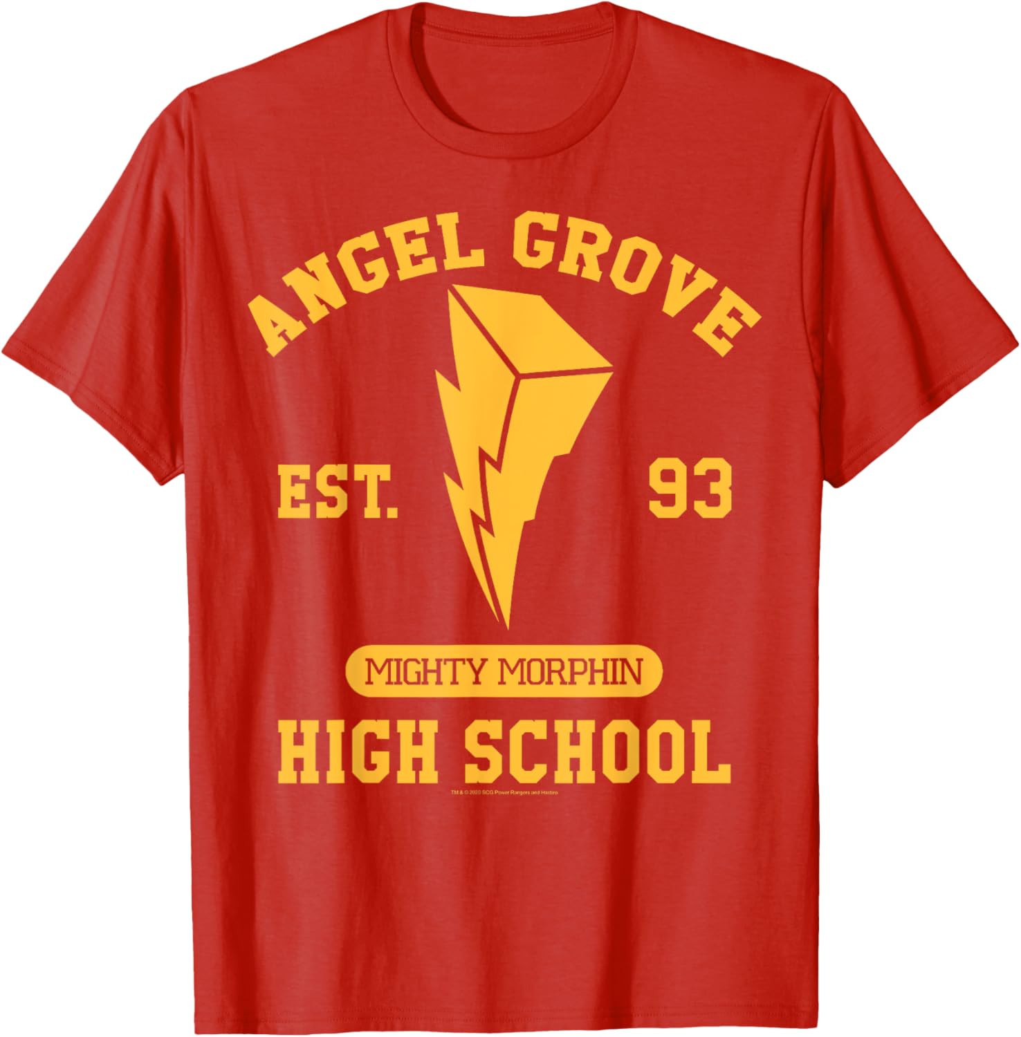 Power Rangers Angel Grove High School Gold T-Shirt - Fun Collegiate Apparel - 3