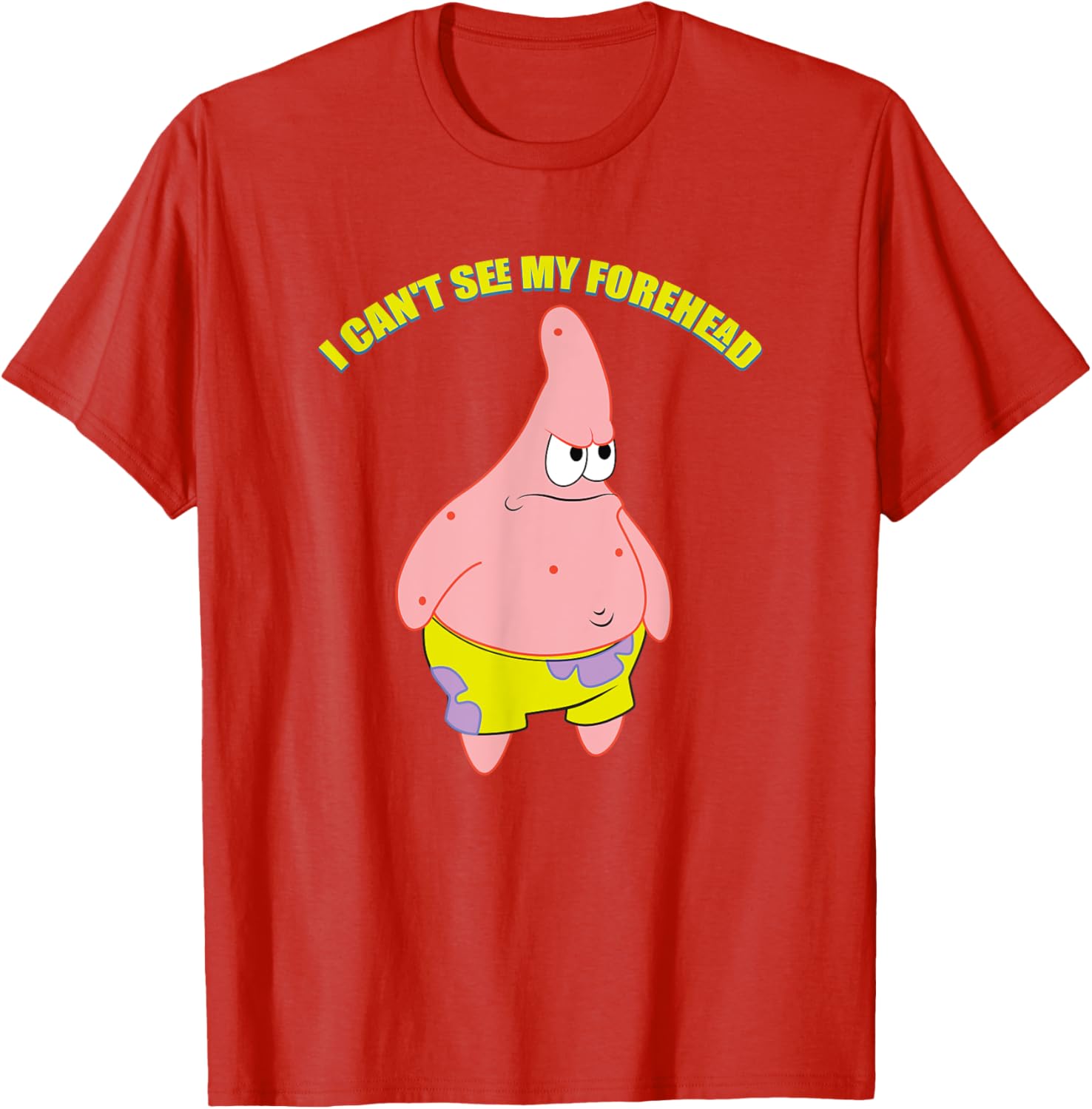 Mademark Patrick Star T-Shirt - Funny I Can't See My Forehead Design - 2
