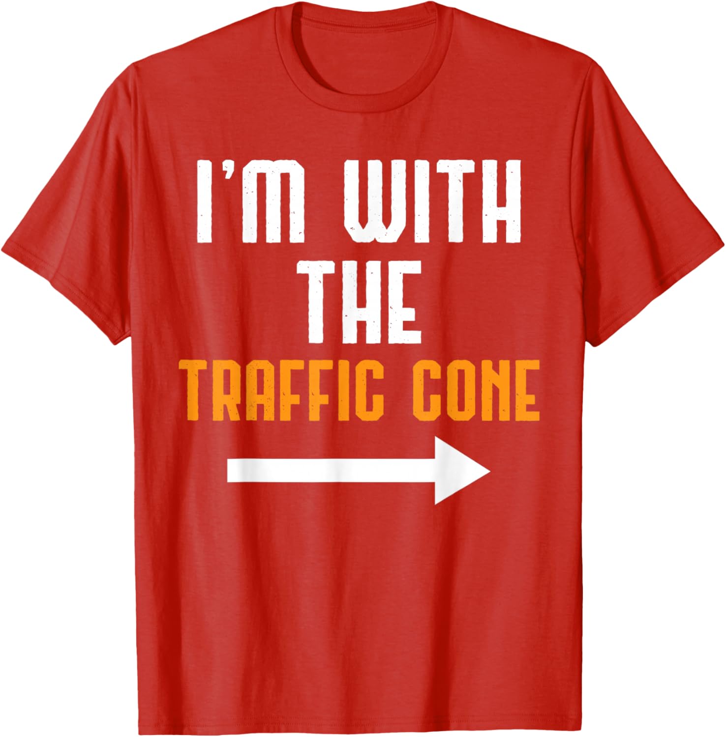 Funny Traffic Cone Costume Couple T-Shirt for Halloween Party Fun - 1