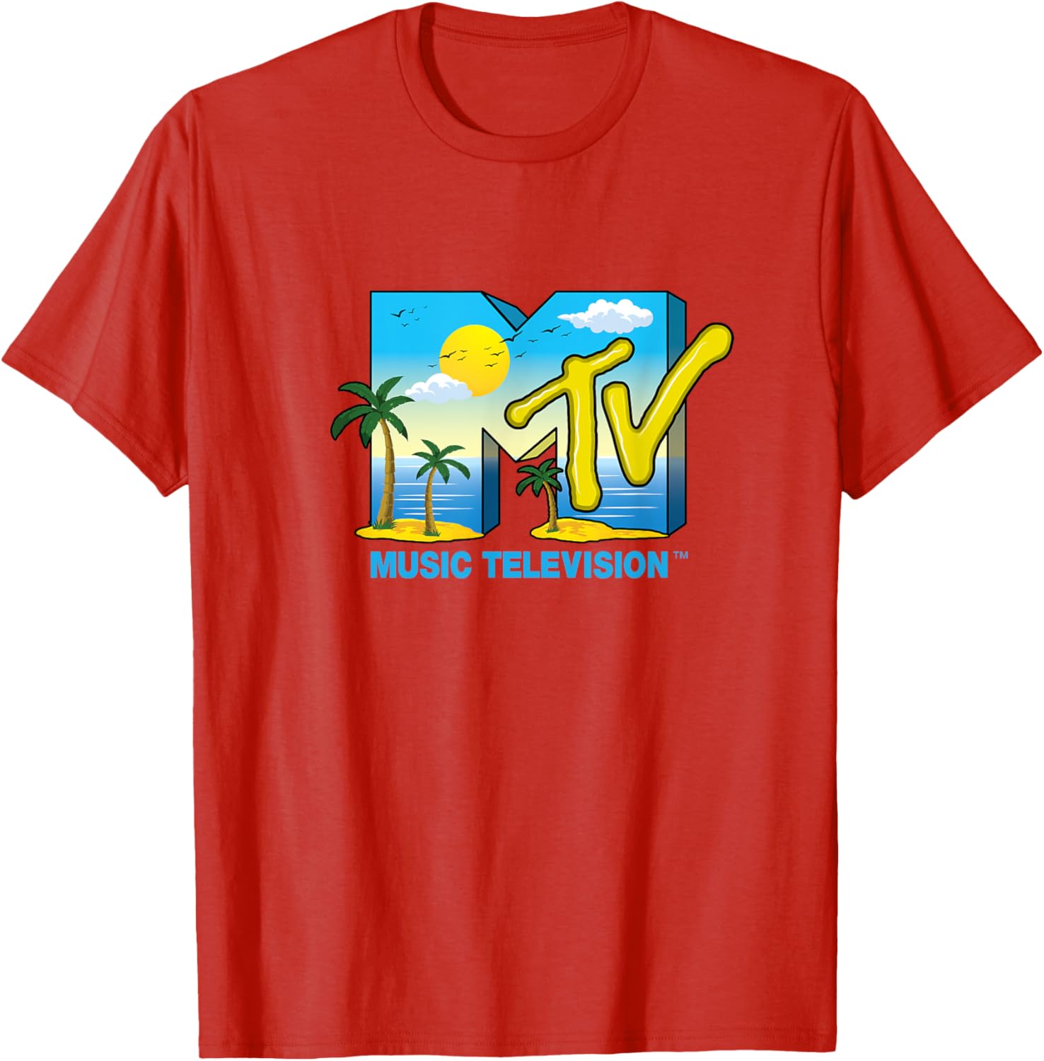 Mademark x MTV Official Logo T-Shirt with Palm Trees and Beach Vibes - 9