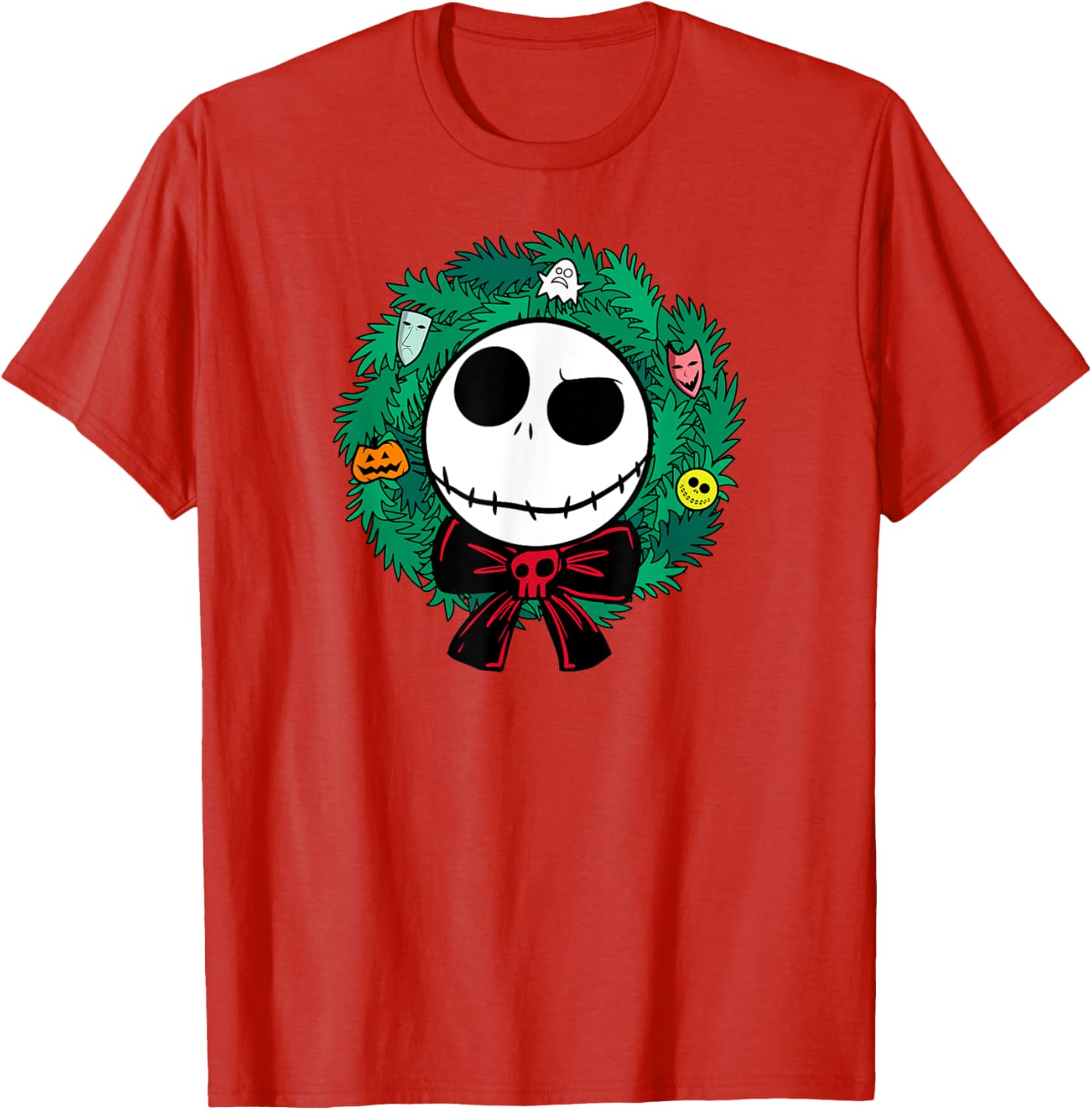 Festive Men's Nightmare Before Christmas Blue Wreath T-Shirt, Small - 2