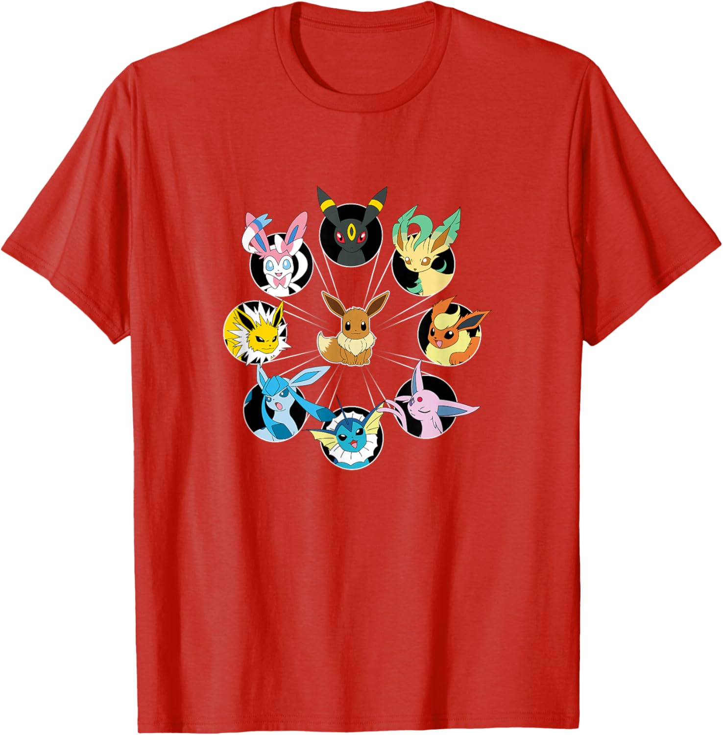 Eevee Evolution Circle T-Shirt for Pokémon Fans - Stylish Casual Wear - 7