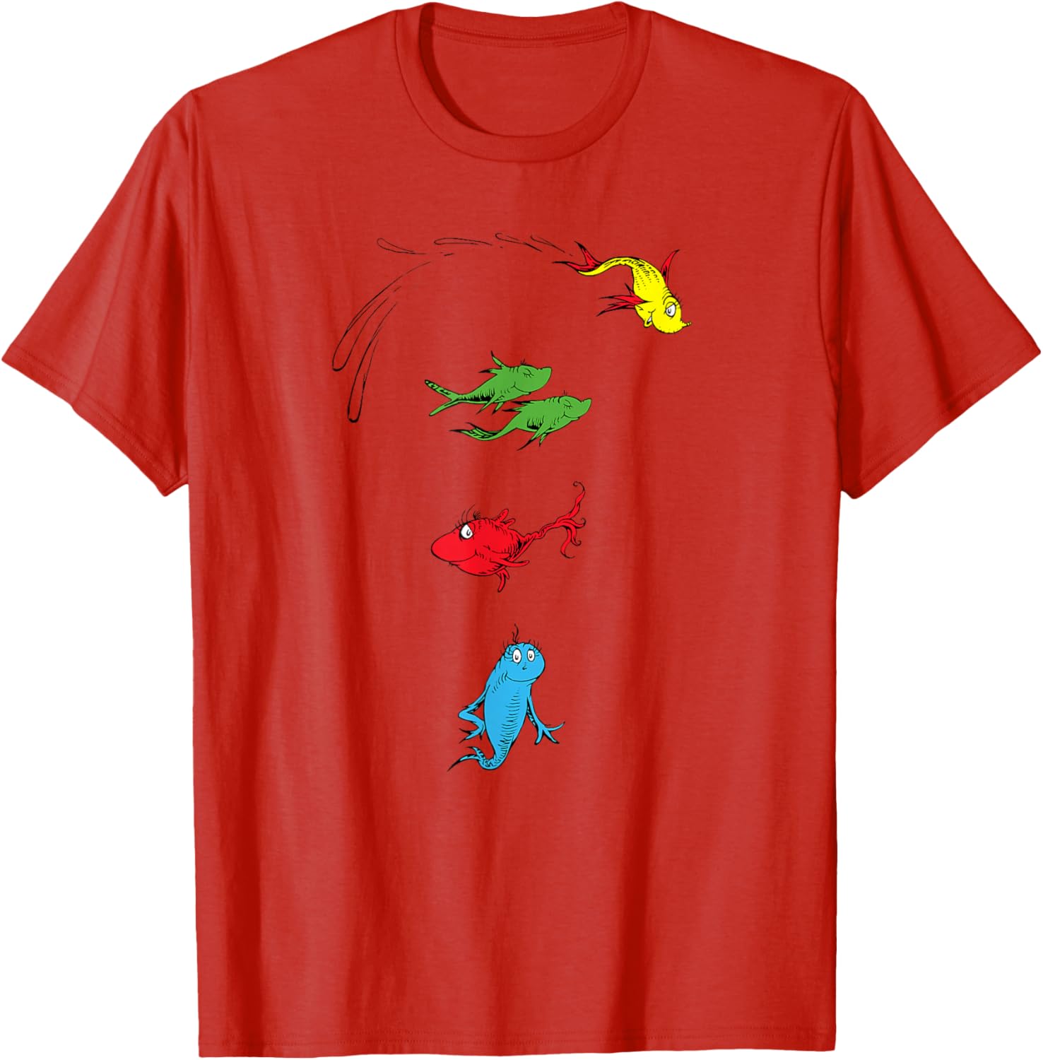Dr. Seuss One Fish Two Fish Red Fish Blue Fish T-Shirt for Kids and Adults - 3