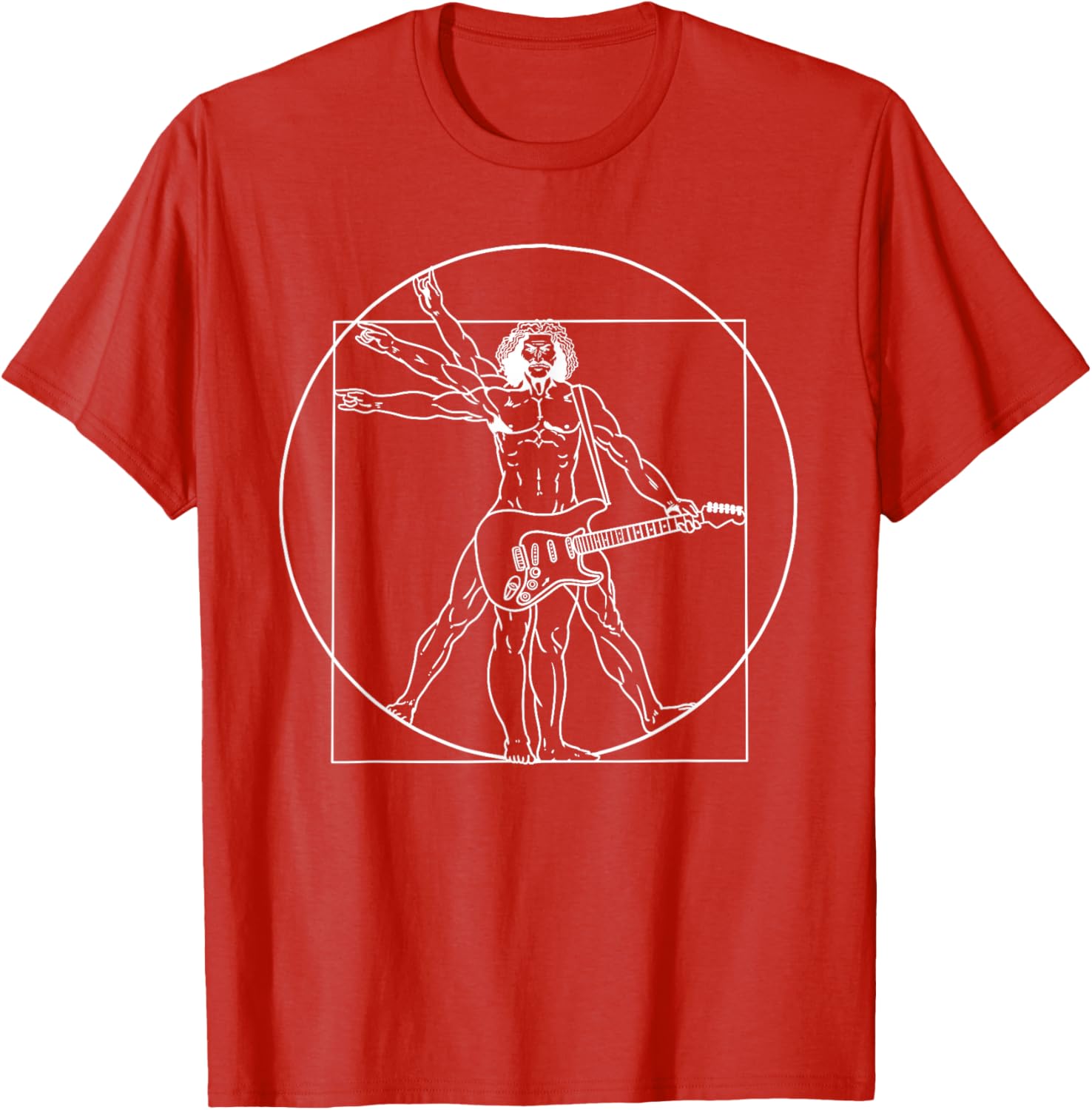 Guitar Da Vinci Vitruvian Man Musician T-Shirt for Guitar Lovers - 7