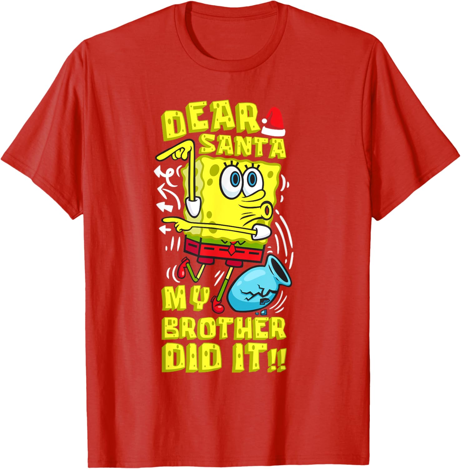 SpongeBob Christmas Dear Santa T-Shirt for Siblings Fun Humor - 2