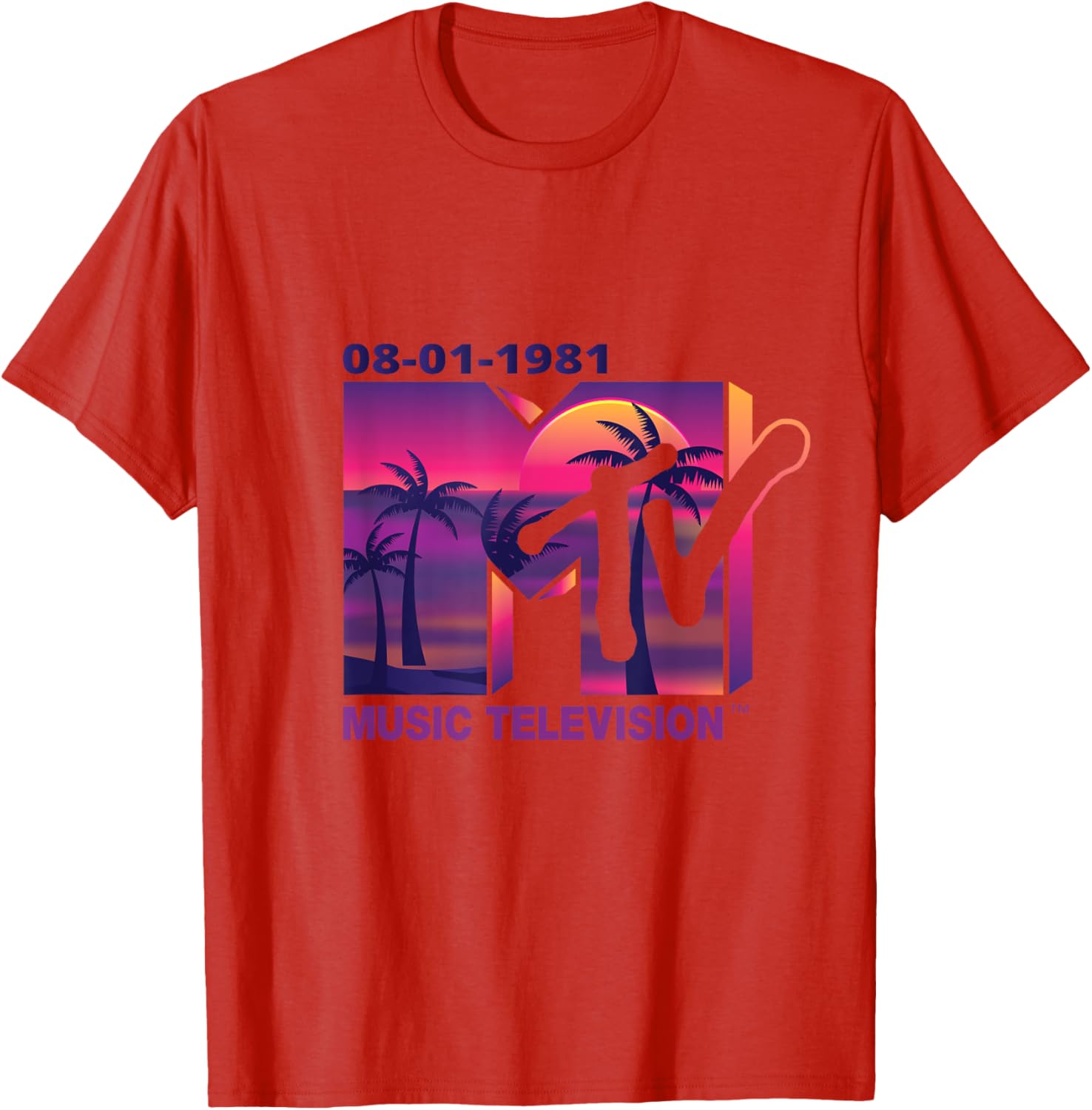 Mademark x MTV 1981 Logo T-Shirt with Purple Palms in Sunset Design - 12