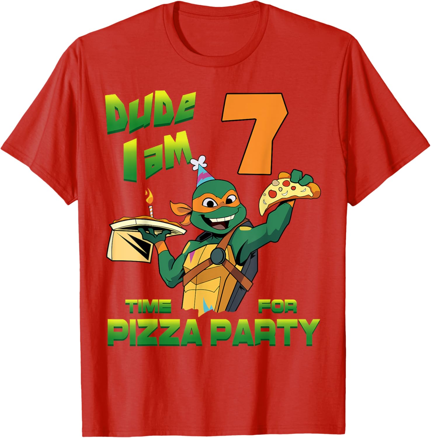 Mademark TMNT Birthday T-Shirt for Kids - Mikey Pizza Party 7 Years Old - 4