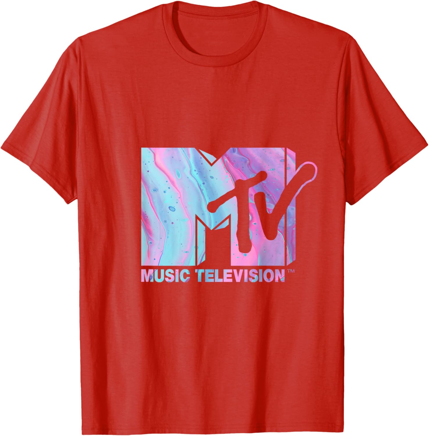 Mademark x MTV Fluid Logo T-Shirt in Pink and Blue for Stylish Wear - 6