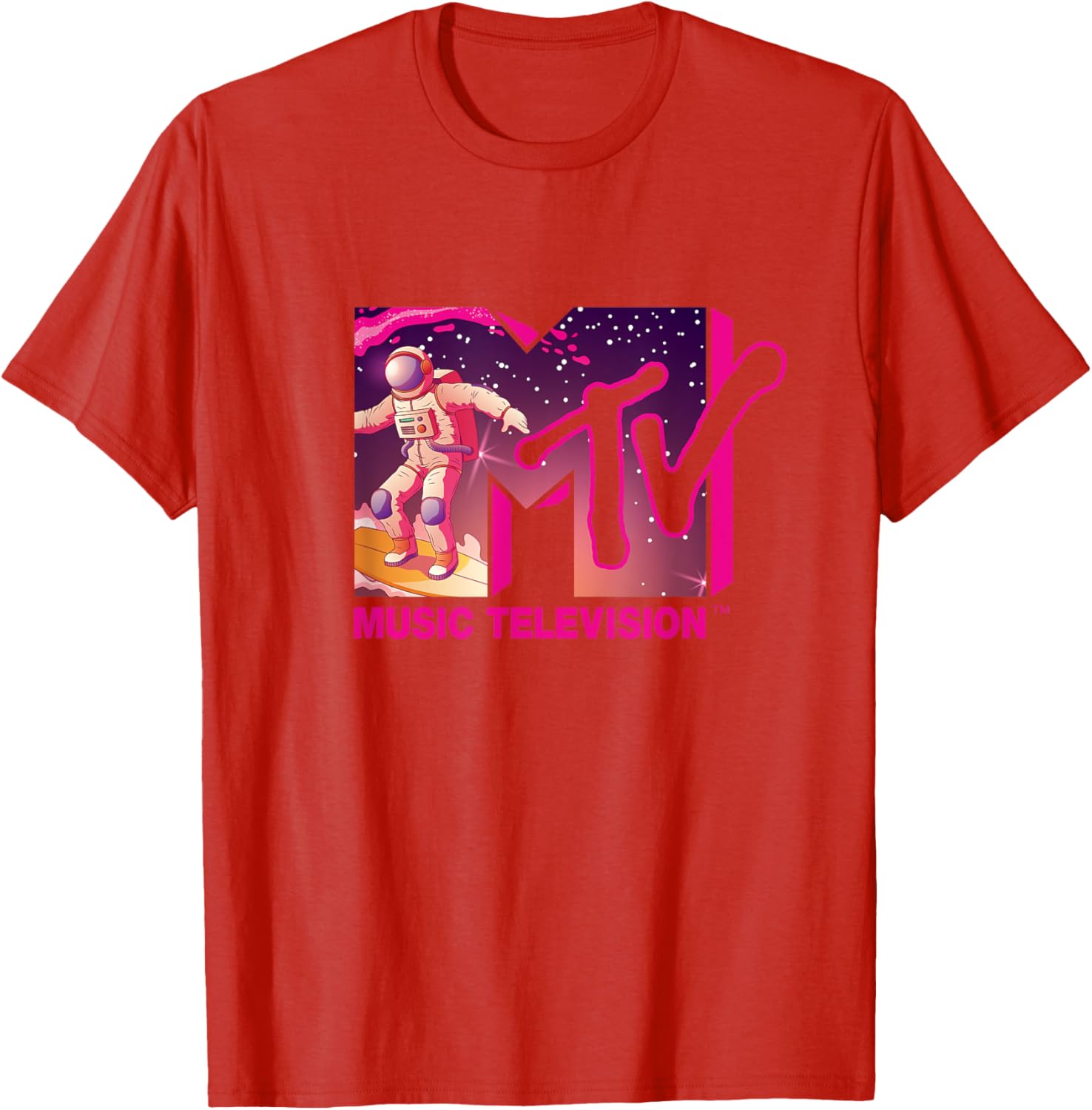 Mademark x MTV Surfing Astronaut Space T-Shirt - Official MTV Logo Tee - 17