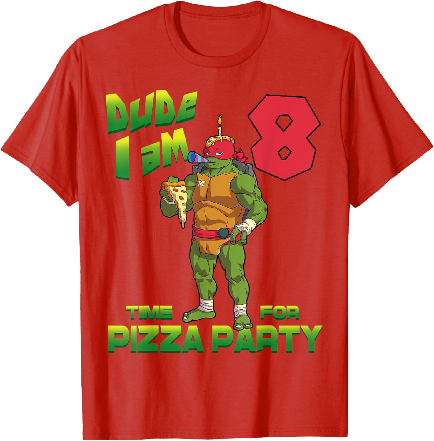 TMNT Raphael Pizza Party T-Shirt for Kids - Perfect Birthday Gift! - 2
