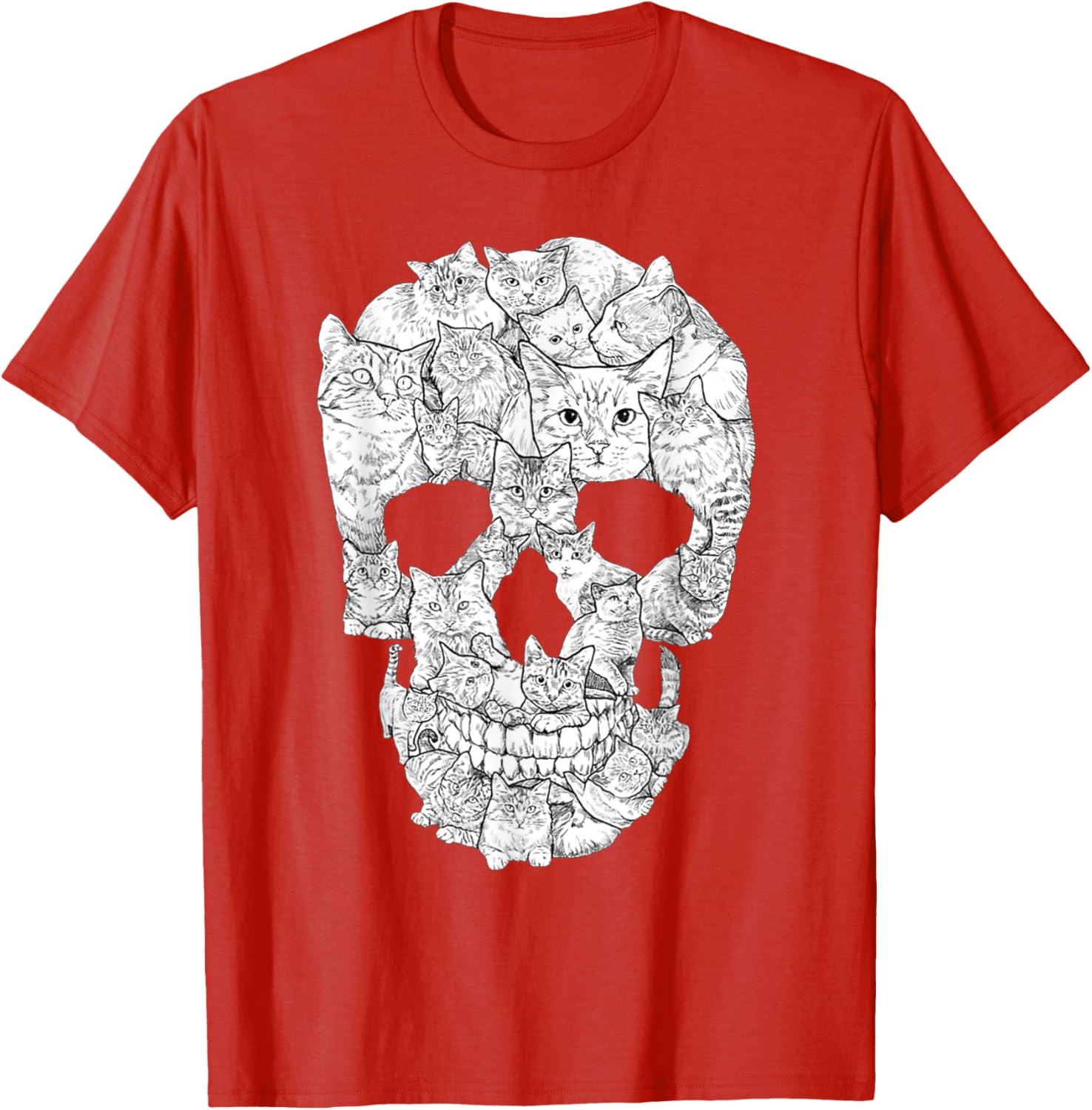 Cat Skull T-Shirt for Halloween - Fun Kitty Skeleton Tee for All Ages - 1