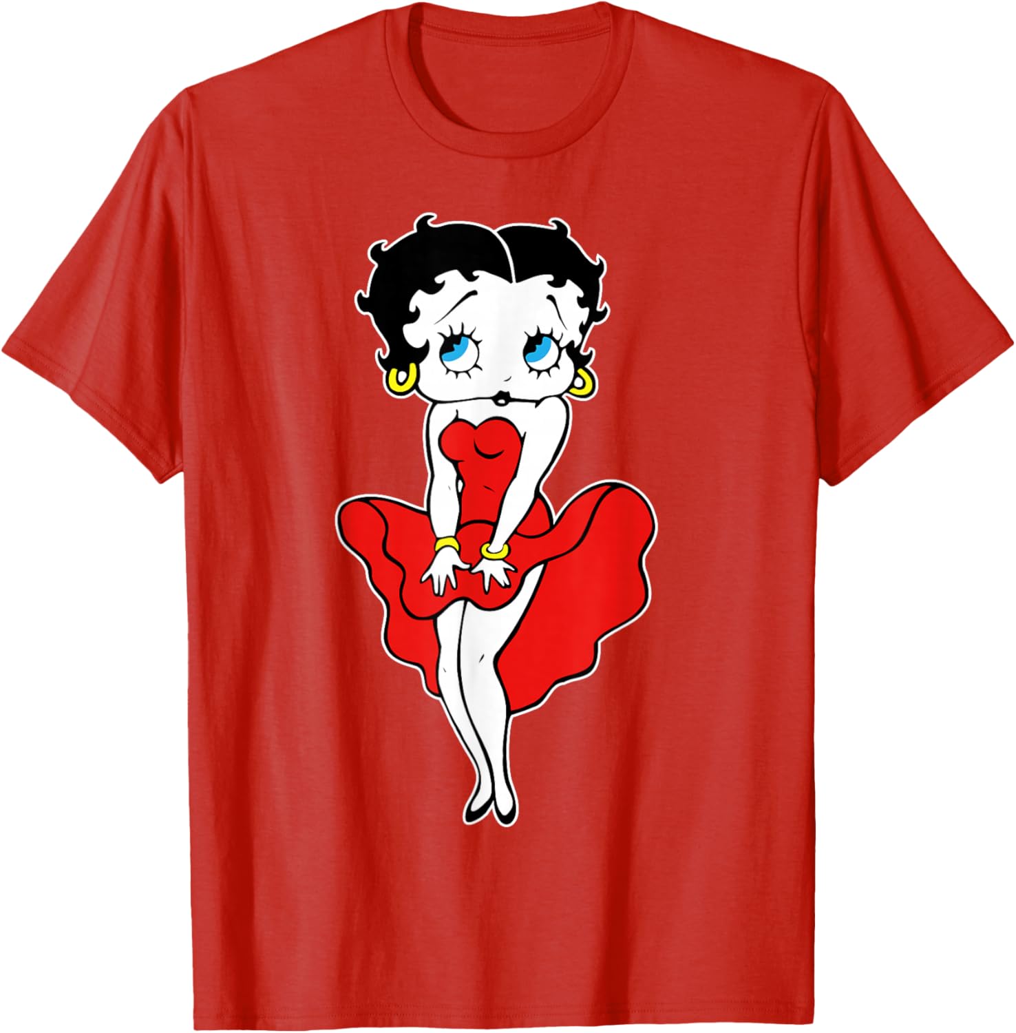 Classic Betty Boop Retro Red Dress T-Shirt for Fun Cartoon Lovers - 10